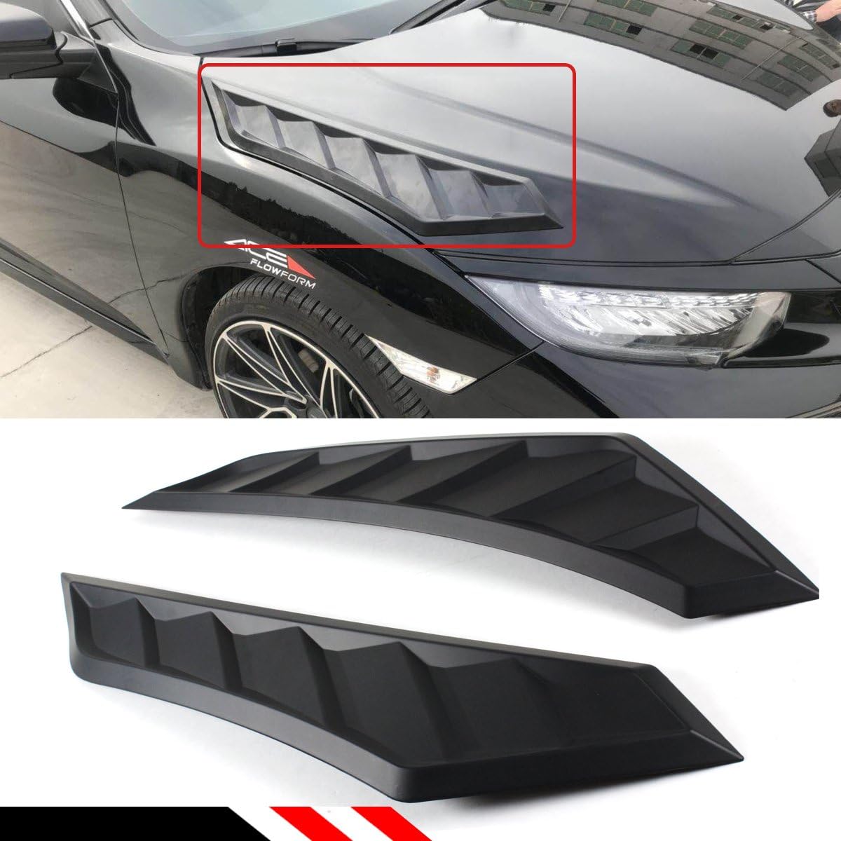 Cuztom Tuning 16 18 10th Gen Honda Civic 装飾マットブラックjdmフードボンネットロングサイドベントルーバーカバー 外装 エアロパーツ 車 バイク Amazon