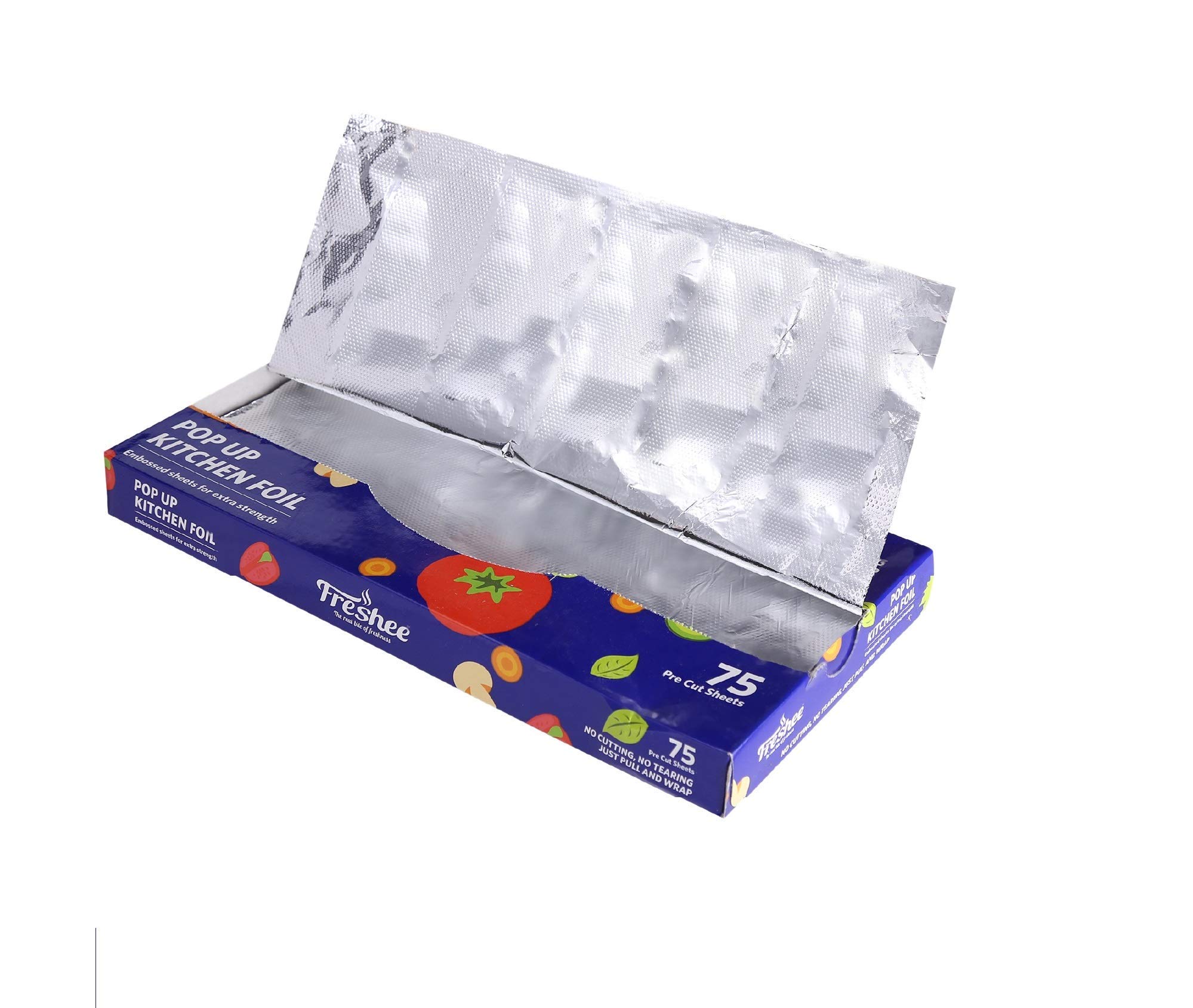 Freshee 150 Pre Cut Heavy Duty Aluminium Foil Roti Wrapping Sheets Pack of 2 x 75 Sheets Each, Pop up Kitchen Foil, Silver Foil Sheets for Roasting, Grill Lining and More