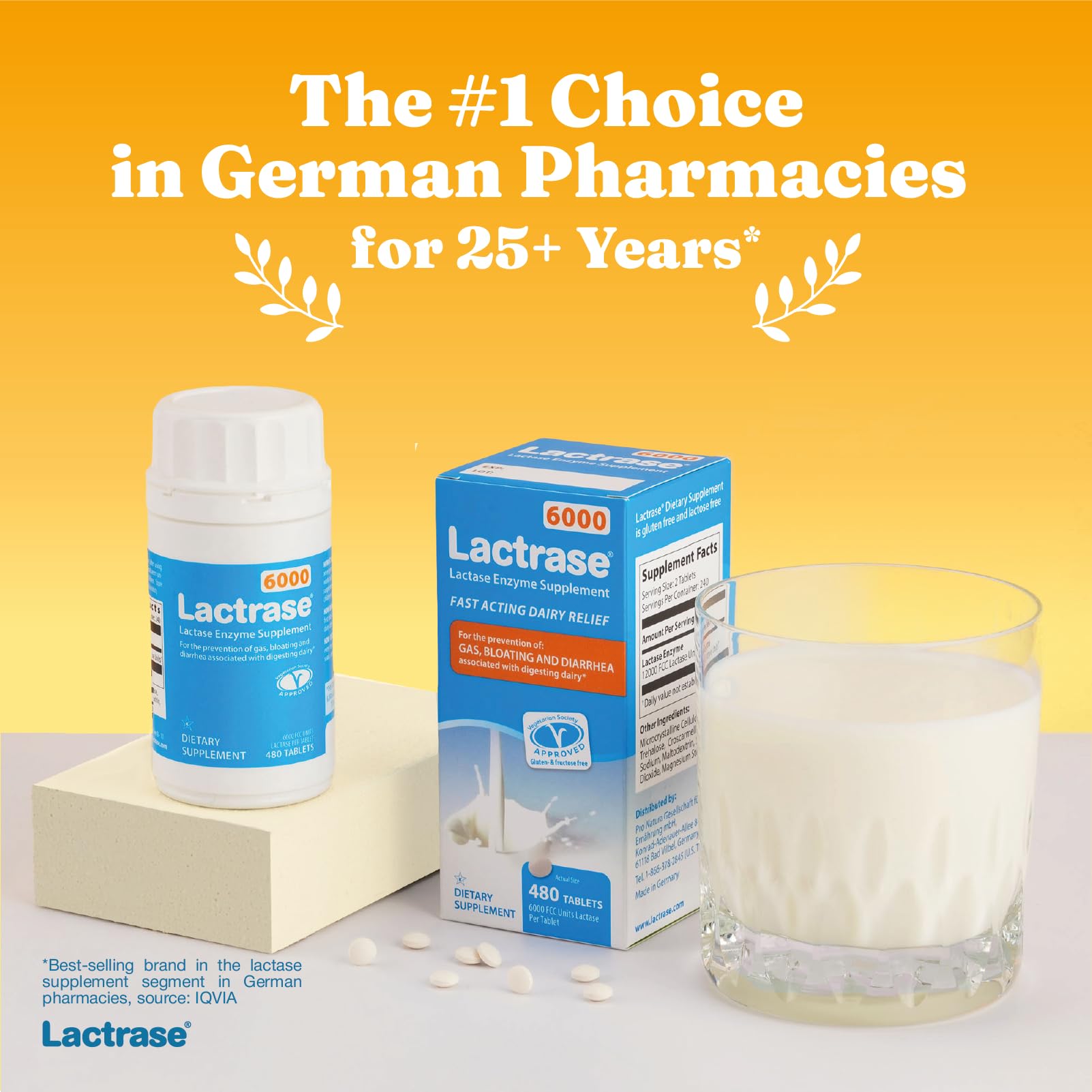 Lactrase Refill Pack – #1 Lactase Brand in German Pharmacies – Strong 6,000 FCC Lactase Units – 480 Fast-Acting Pills for Lactose Intolerance – Enjoy Dairy Again — Amazon image 2