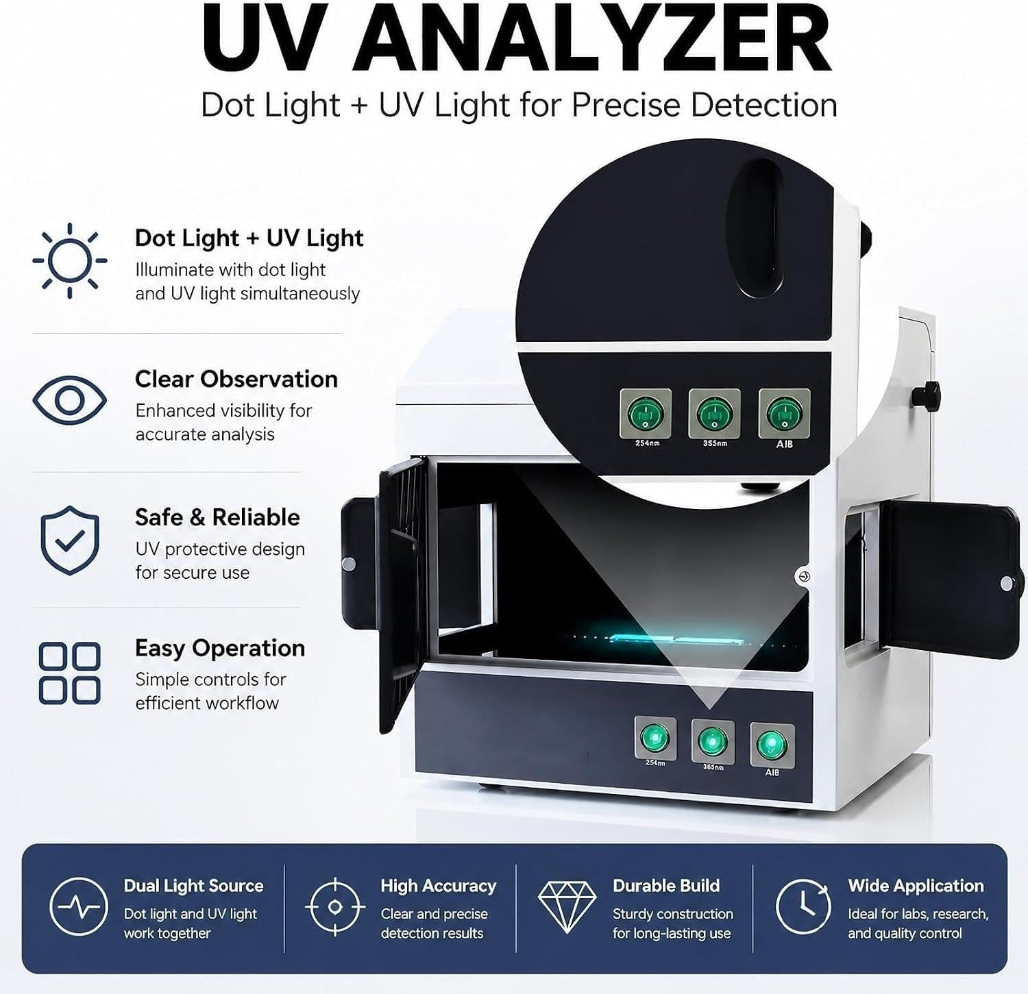 Analyseur Ultraviolet à Chambre Noire,Lab Tester Fluorescence Detector