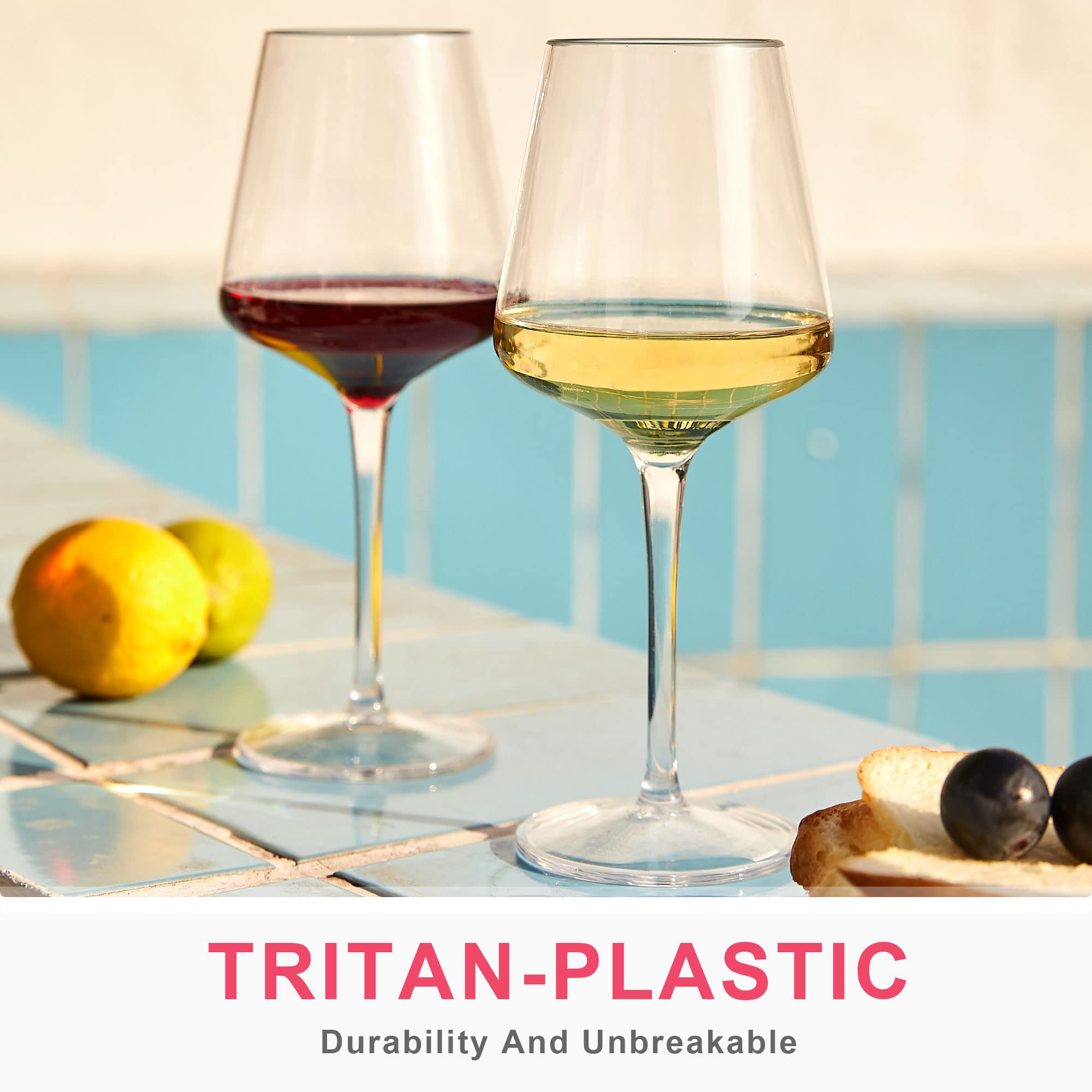 Große bruchsichere Kelchgläser für Rot Weißwein Tritan Kunststoff Spülmaschinengeeignet Drink-Set Geschenk 445 ml (15,6 oz), 4er Set
