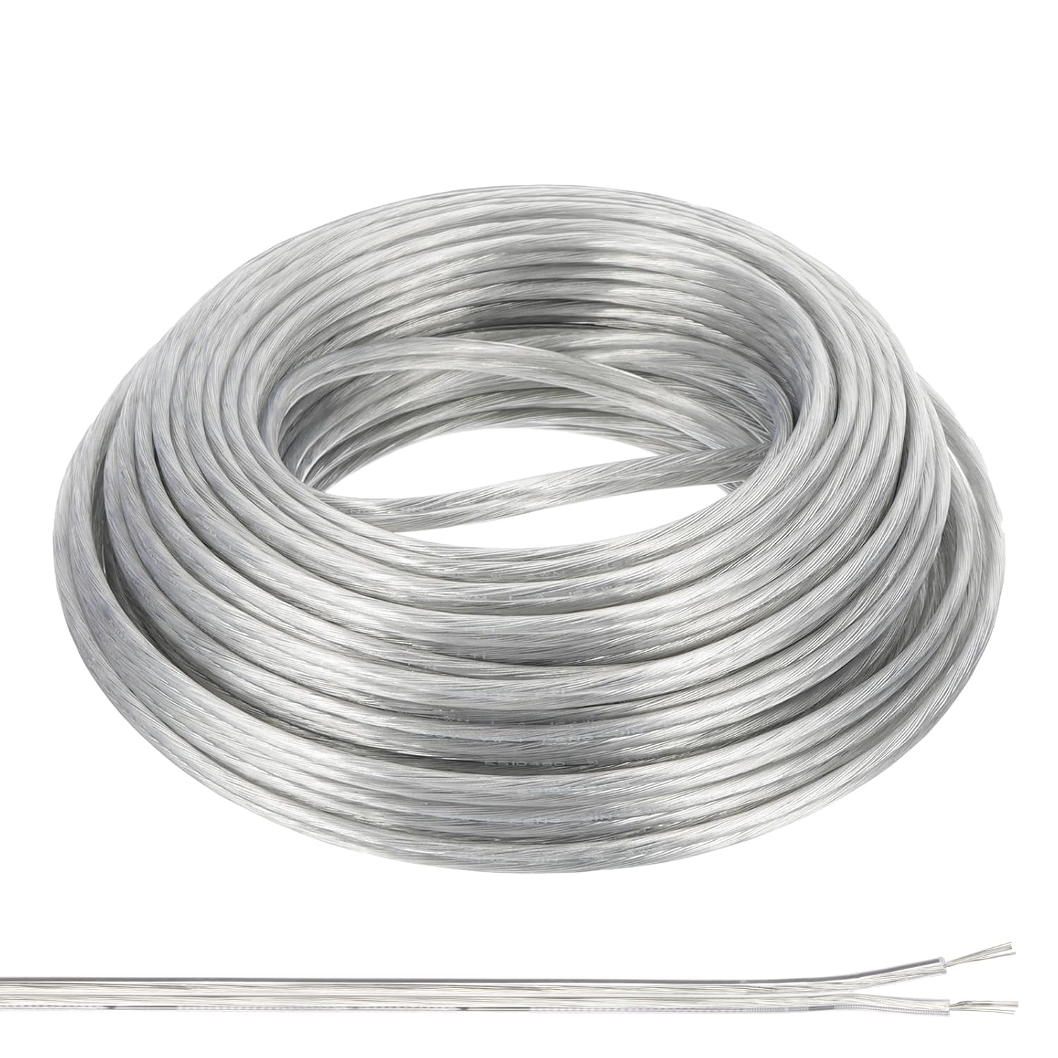 PATIKIL 65.6Ft 16/2 PVC Covered Copper Wire, 300V Soft Speaker Wire Insulated Heat Resistant Electronical Flexible Cable for LED Light Strip Audio Speaker Sound System, Clear, UL Listed