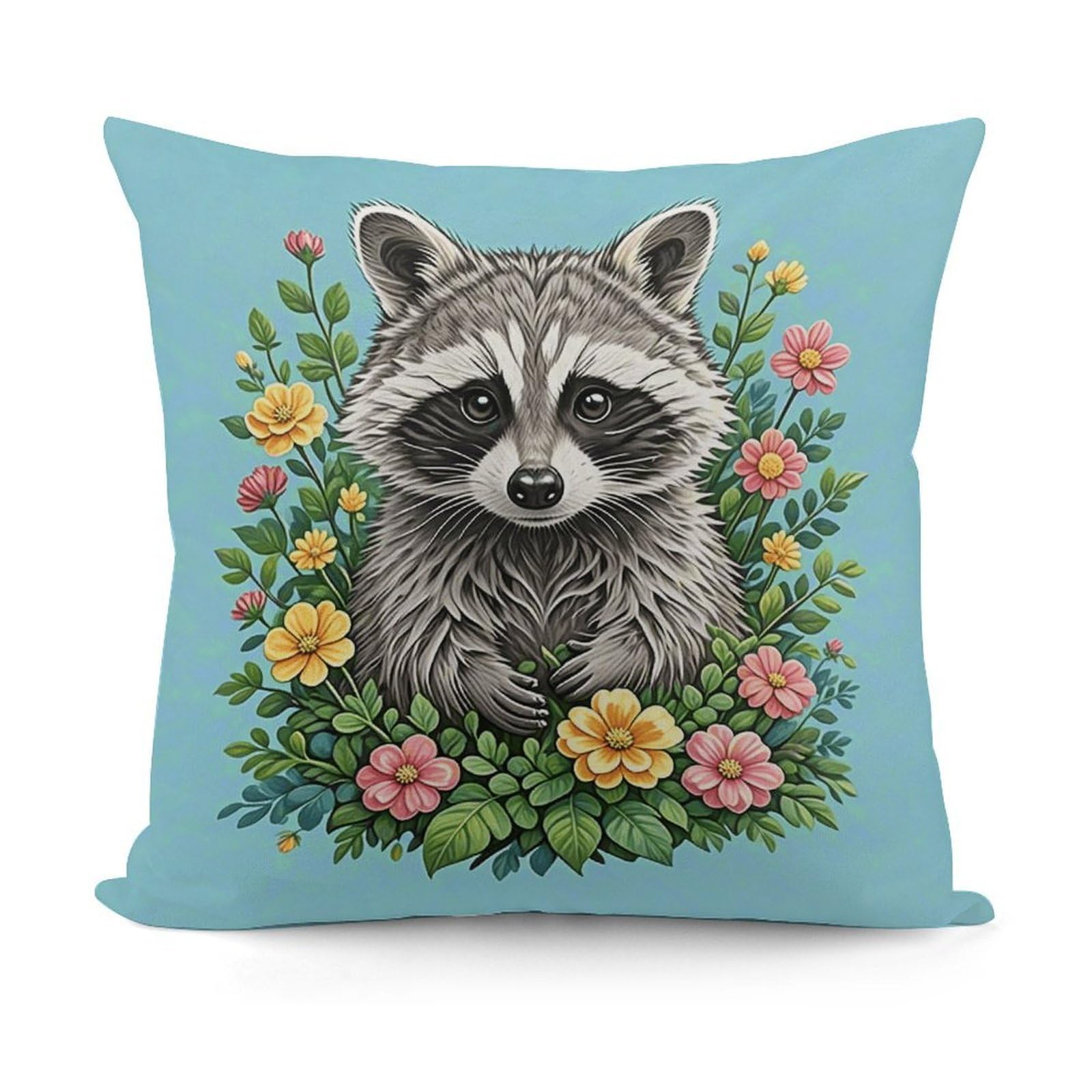 VstaDank Raccoon Throw Pillow Cover Soft Square Cushion Cover Art Artwork Pillow Covers Mordern Couch Pillow Covers Decorative Cushion Case for Chair Couch Bedroom Living Room