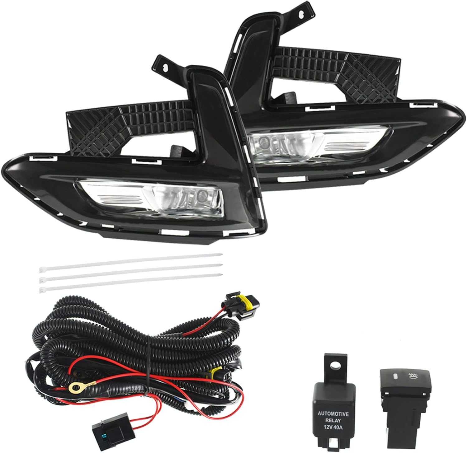 marddpair Left & Right Fog Lights Assembly Replacement for 2020 2021 Nissan Sentra with Bulbs+Front Bumper Fog Light Covers+Harness Switch Kit Driving Lamps Fog Lights (Driver & Passenger Side)