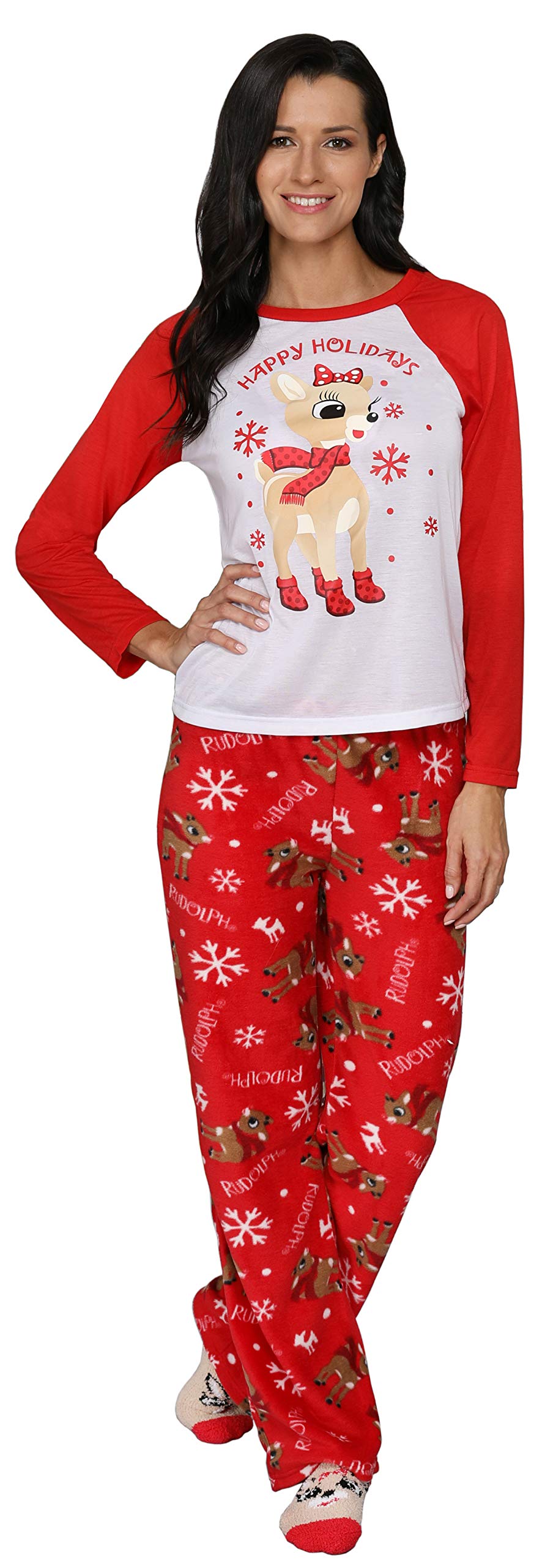 Prestigez Rudolph The Red-Nosed Reindeer Matching Family 3-Piece Pajama Sets Red Nose Included, Toddler, Size 4T