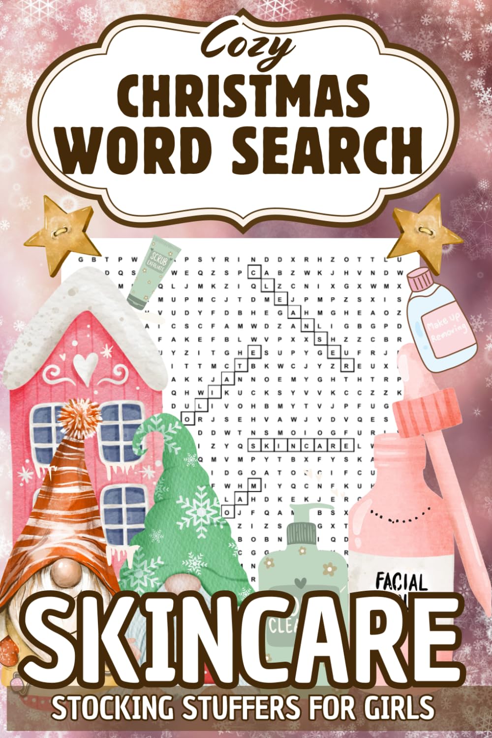 Skincare Stocking Stuffers for Girls: Cozy Christmas Word Search: Christmas Word Seek Puzzles for Teen Girls and Women with Skincare Themes