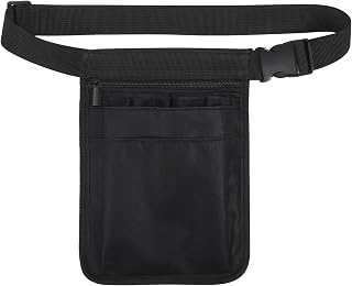 Angoily Multifunctional Waist Bag, Black Garden Tool Organizer Bag Kit Pouch s Utility Belt Nurse Fanny Pack Belts Staple Oxford Cloth Medical Tool Pouch, Gardening Server