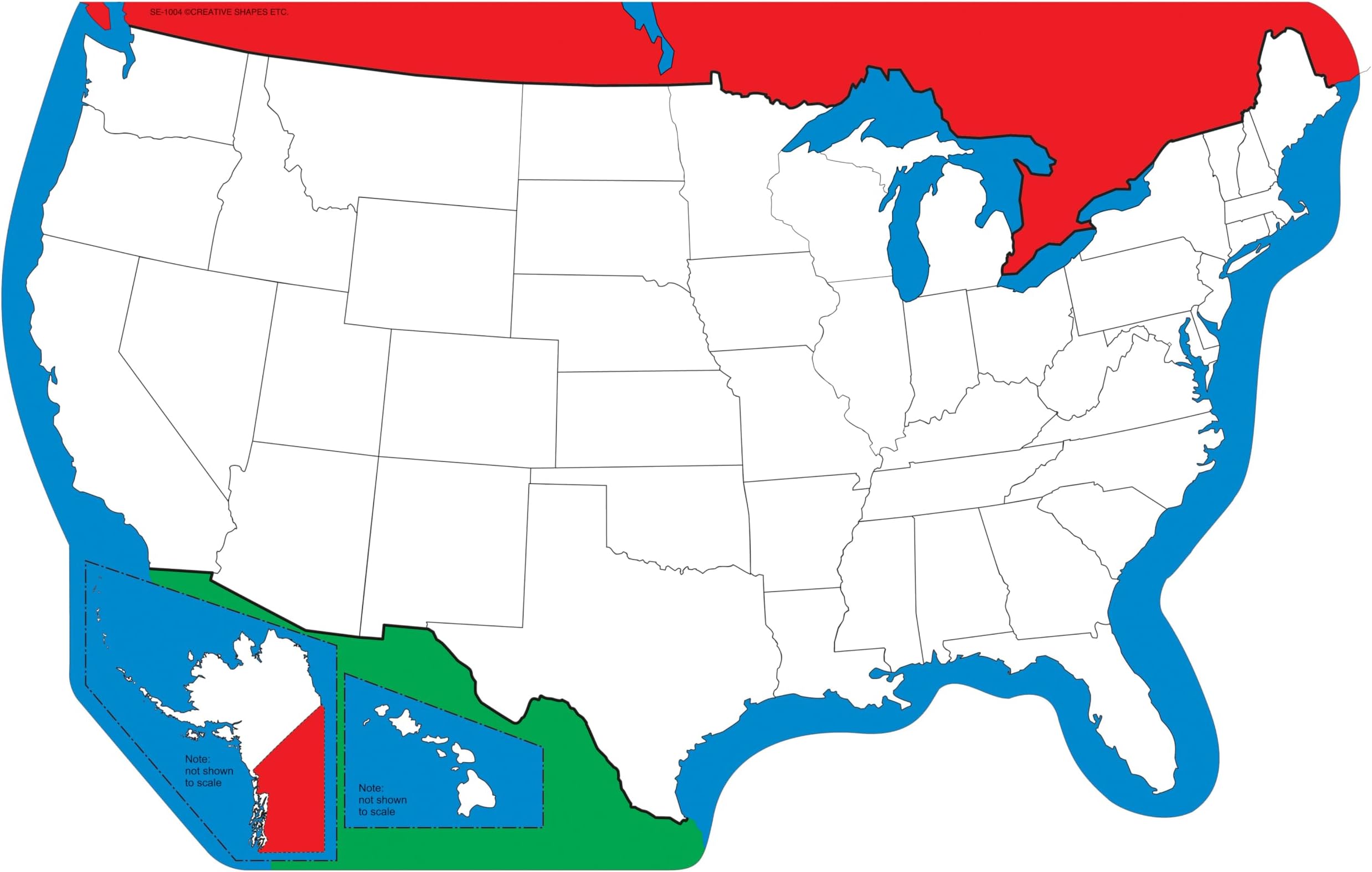 9” x 19” Unlabeled U.S. Practice Maps, 30 sheets