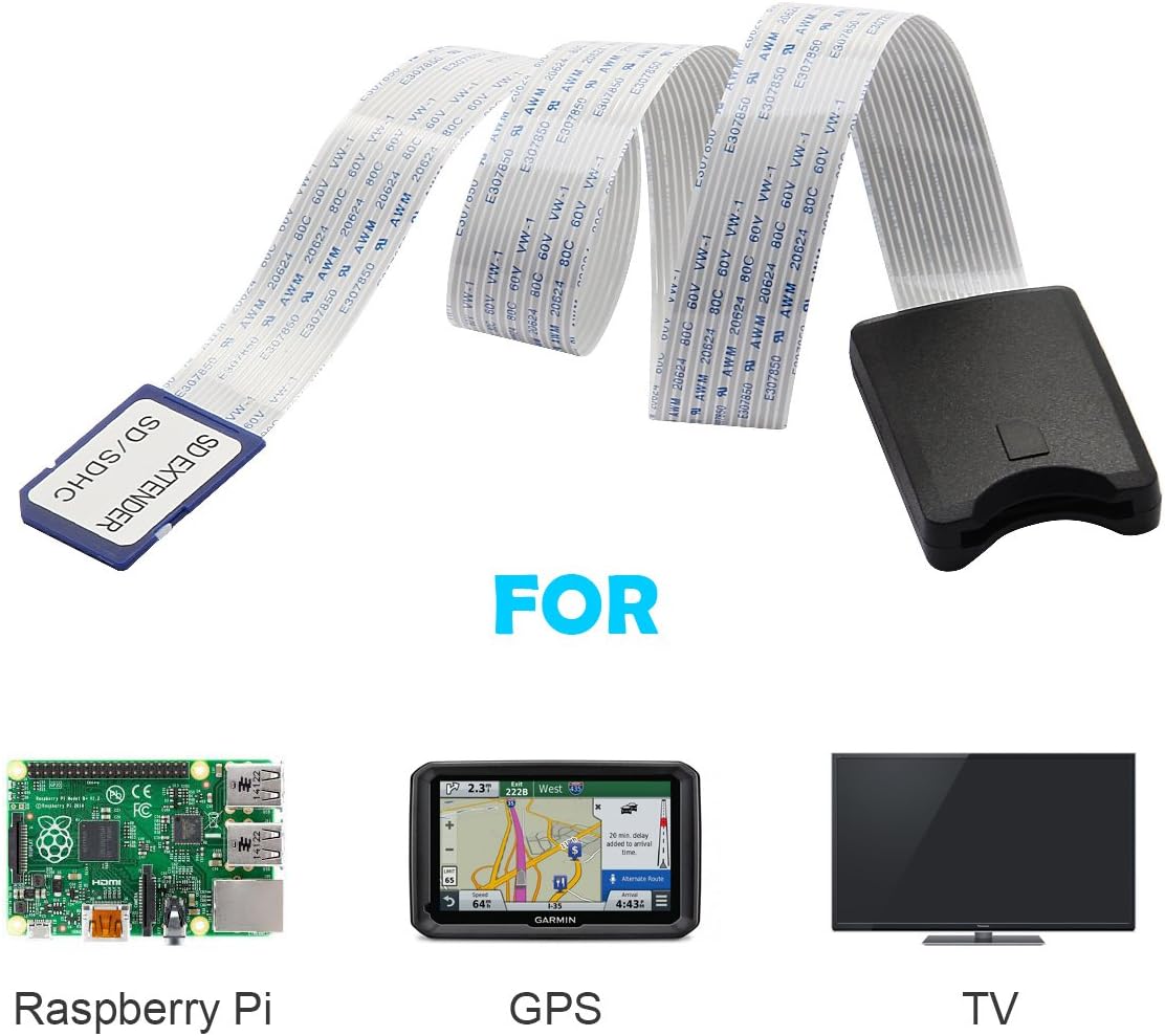 LANMU 48CM SD Card to SD Card Extension Extender Cable SDHC 4 8 16 32 GB Compatible with SanDisk SDXC/Raspberry Pi/Arduino GPS TV SDXC