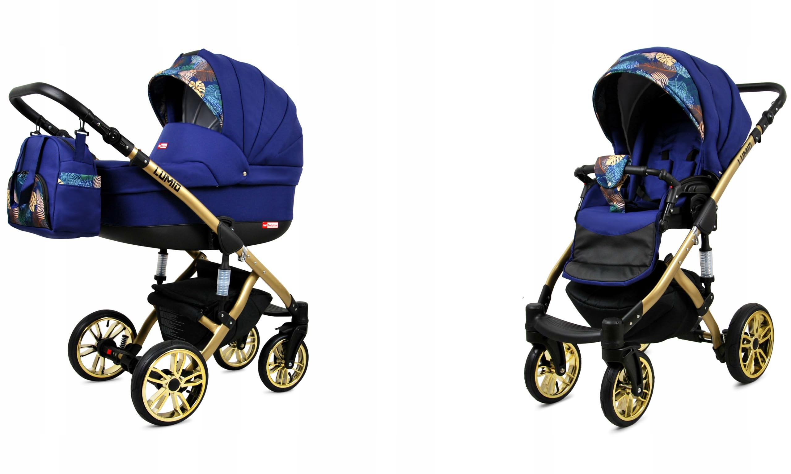 Babylux® Lumio Wózek Dziecięcy 2 w 1 Głęboki i Wózek Z Regulowanymi Akcesoriami Składany Lekka Aluminiowa Konstrukcja 2 Opcje Montażu I Nieprzenikniony