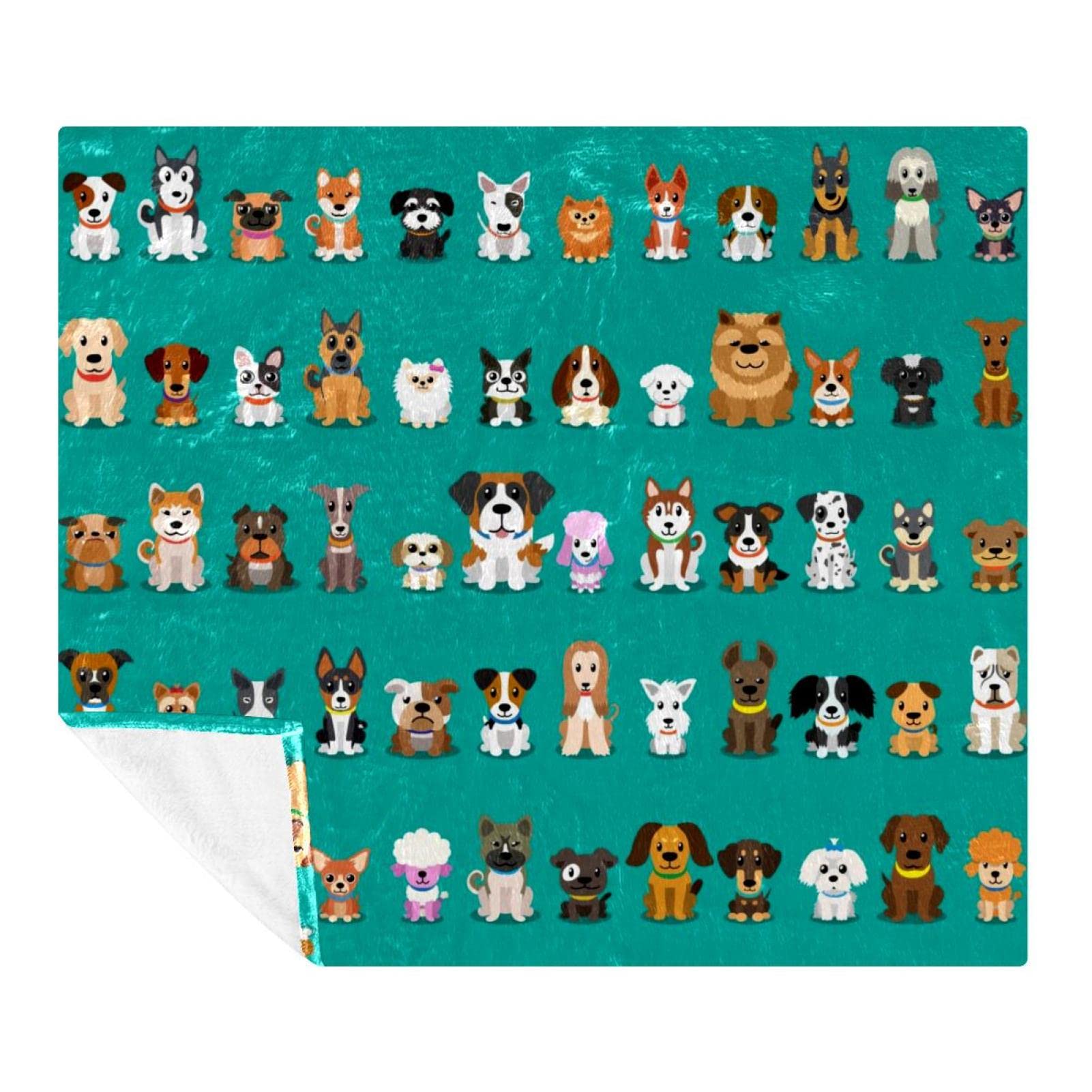 Couverture douce motif chiens plaid canapé et voyage enfant lit 150x130