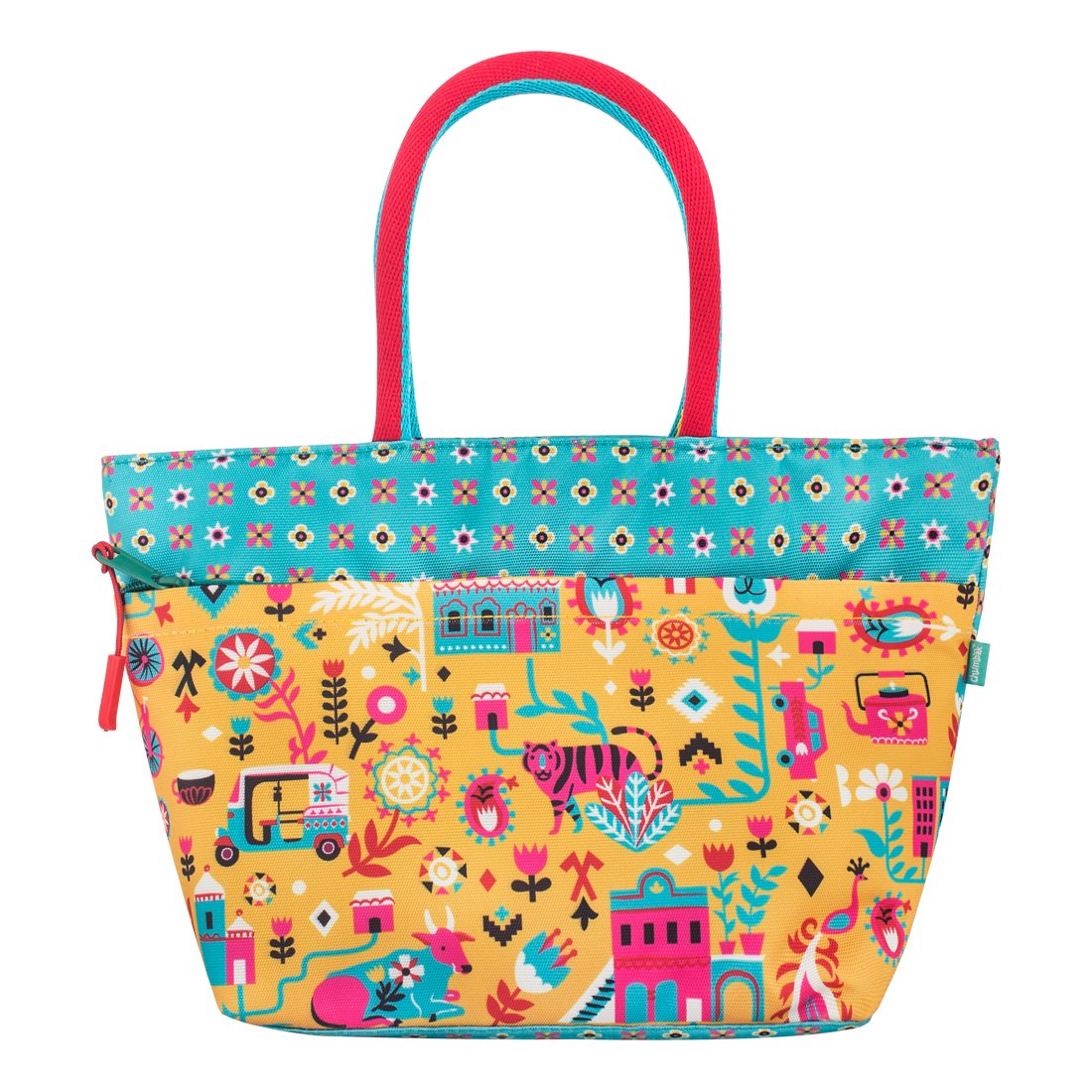 Chumbak Lunch Bags for Women | Small Tiffin Bags with Zipper | Printed Canvas with Quirky Design | Lunch Handbag for Office/Travel/Outdoors (B07FMRRFLL) Amazon Price History, Amazon Price Tracker