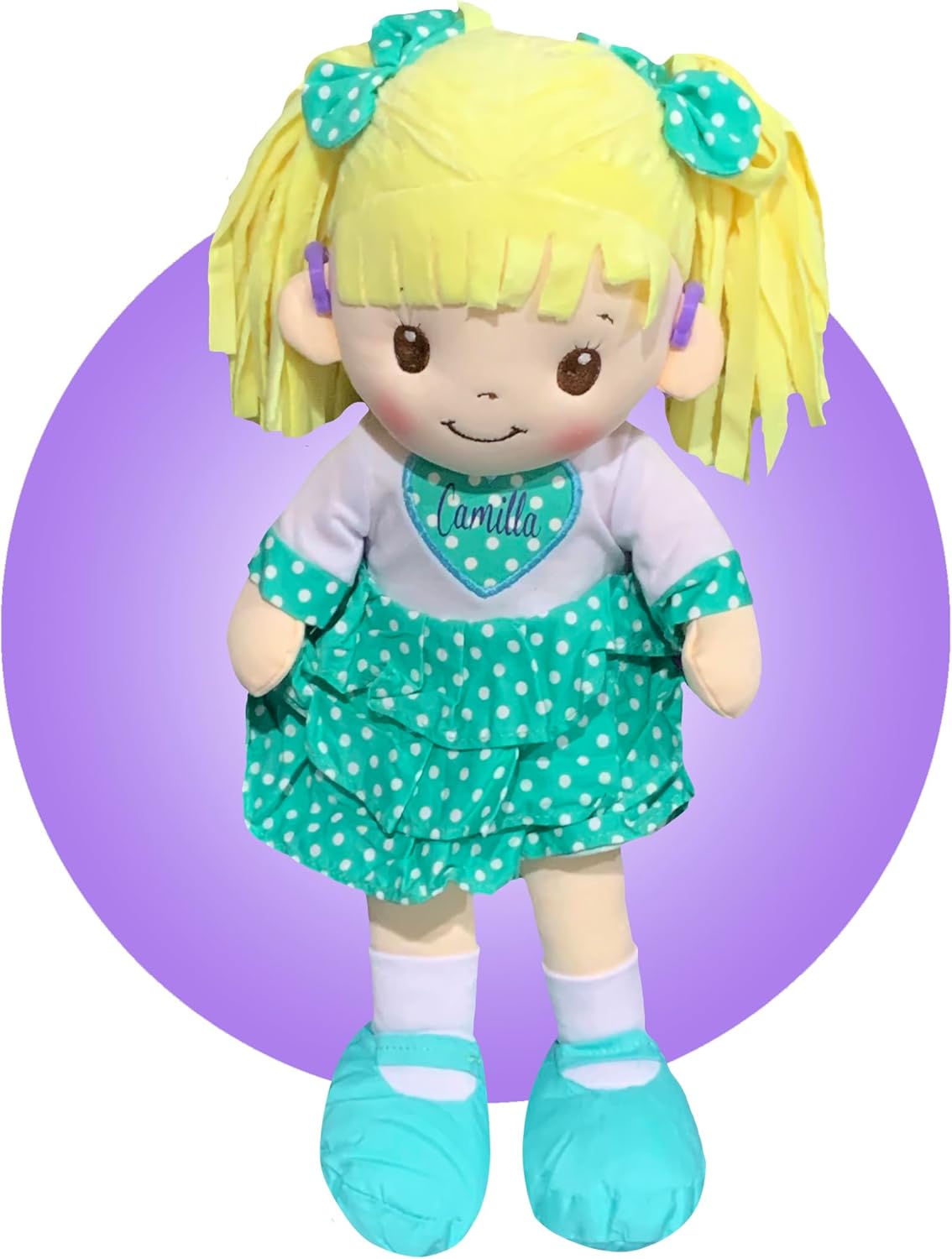 Dolls with Hearing Aids - Personalized Hearing Impaired Doll - Toy Listening Aid for Dolls - Pink, Purple, or Blue - Plush Toy with Disabilities (Striped Shirt Boy)