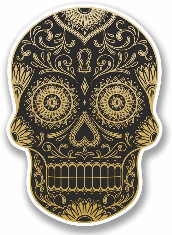 2 x 10cm/100mm Sugar Skull Vinyl SELF Adhesive Sticker Decal Laptop Car ...