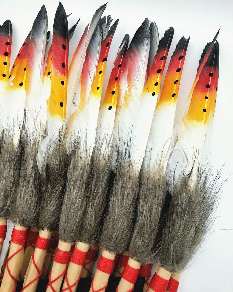 LWINGFLYER Feather Headdress - Native American Indian Style Headwear 15.53-17.71inch (Brown) - Image 6