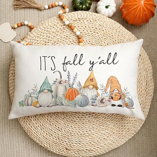 Miniatura 2 de AACORS AA180-12 - Funda de almohada de otoño de 12 x 20 pulgadas, diseño floral de otoño y Acción de Gracias, diseño de gnomos de calabaza, para