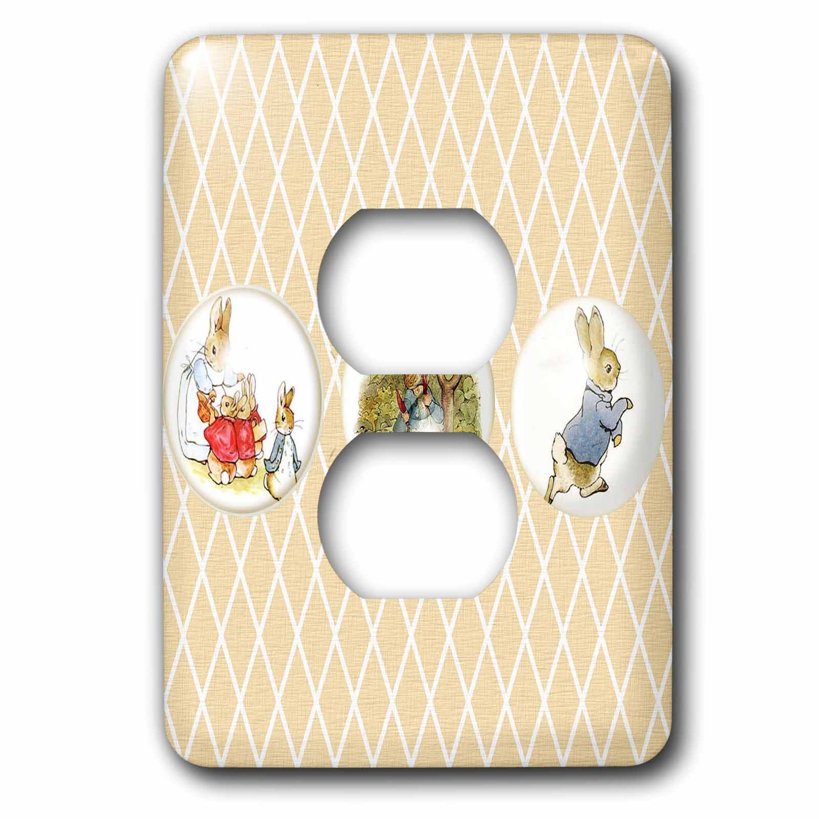 Pierre Lapin plaque de finition prise double murale vintage 3drose