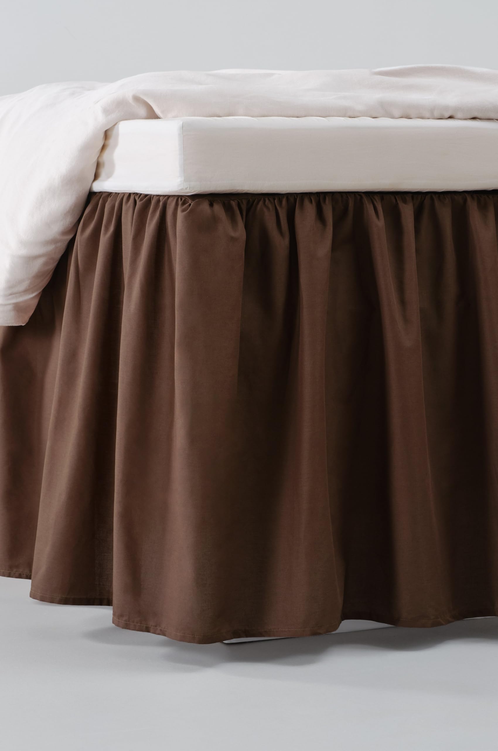 Jotex Zack Volant Betthusse - 100% hochwertige Bio-Baumwolle Bettrock, Höhe 60 cm - Braun, 120 x 200 cm