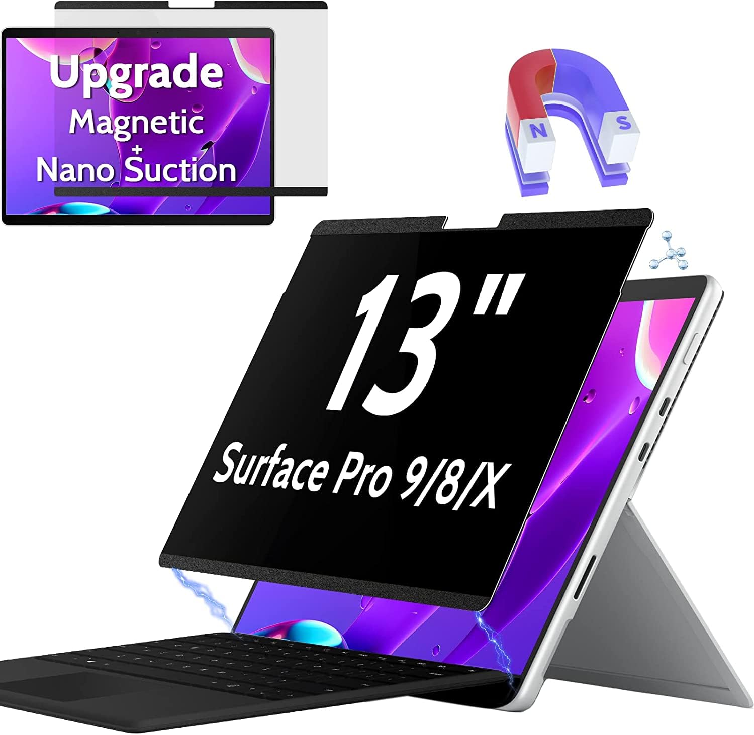 INICIO Magnetic Removable Privacy Screen Guard for 13 inch Surface Pro 9 Pro 8 Surface X, Easy Install Anti-Peeping Anti Blue Light Anti Glare Protector for Surface Pro 8/9/X (B0C7MR3G6M) Amazon Price History, Amazon Price Tracker