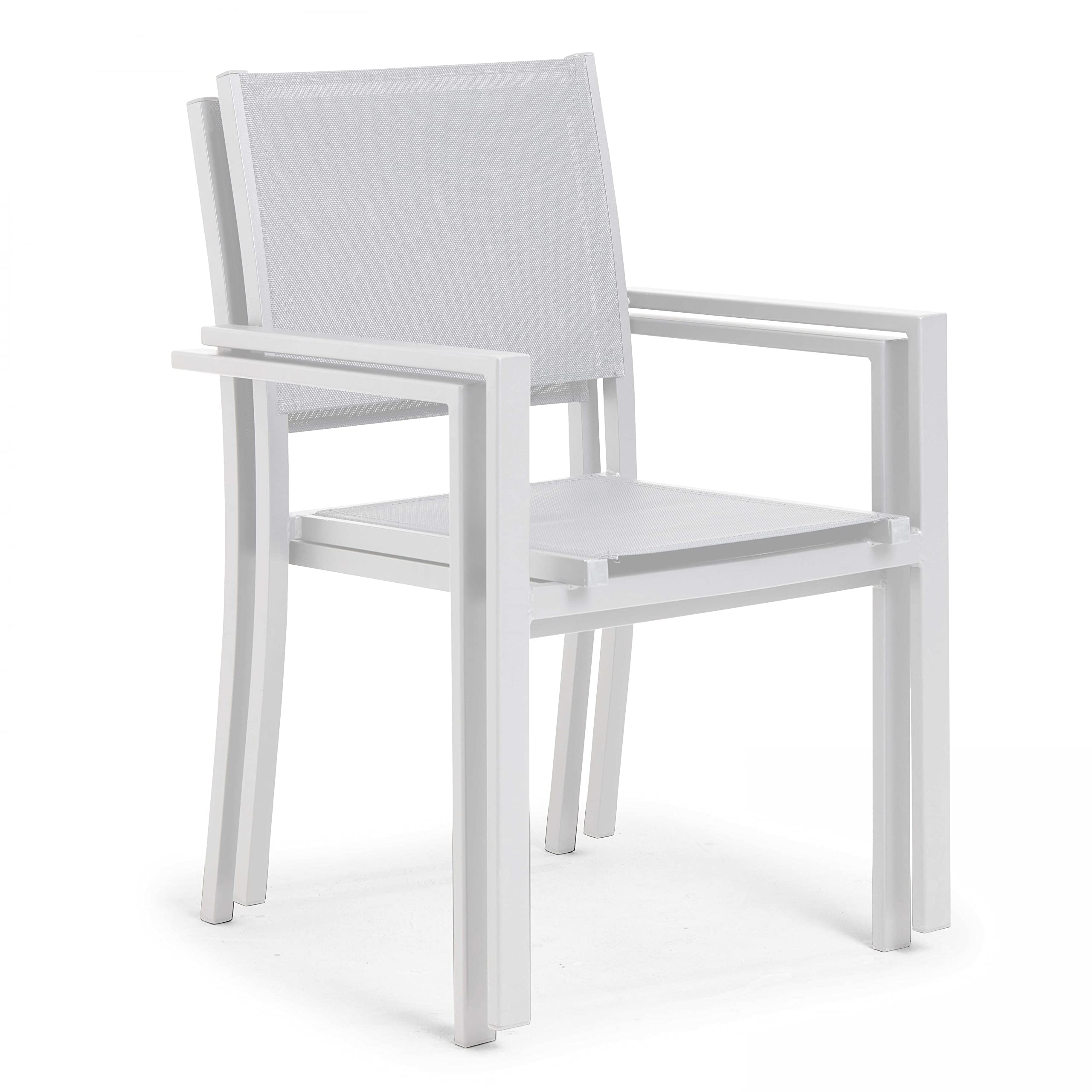 Set di 2 sedie da giardino in alluminio e textilene bianco