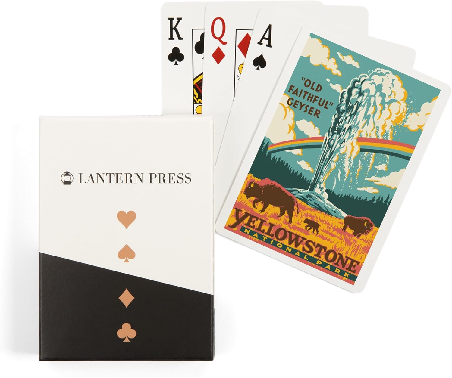 Lantern Press Yellowstone National Park, Wyoming, Explorer Series, Old Faithful Geyser, 52 Playing Cards for Adults, Poker Size Card Deck