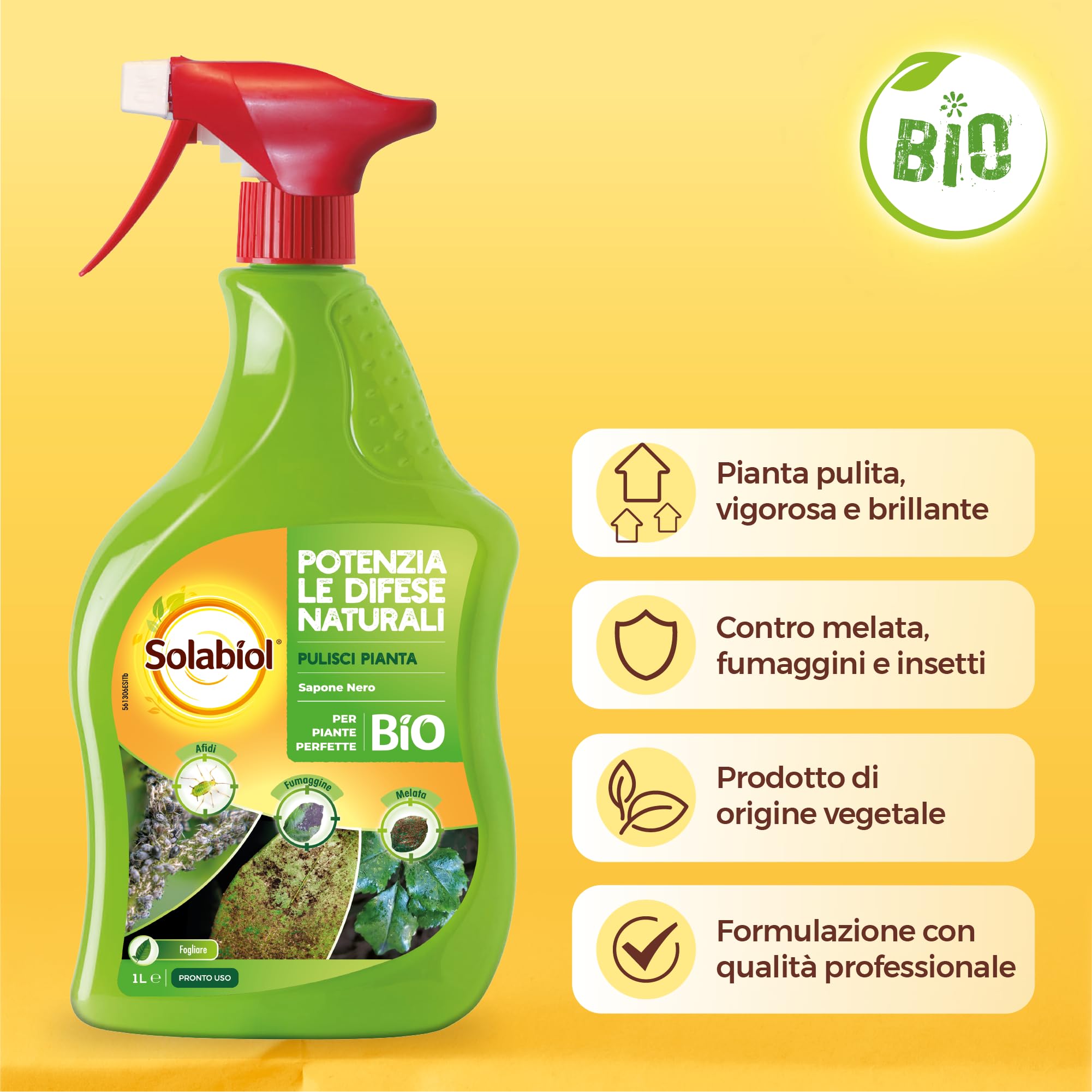 GLOBER Sapone Molle Potassico Spray 500ml - Antiparassitario Naturale Per Piante - Contro Afidi, Cocciniglia E Melata - Prodotto In Italia