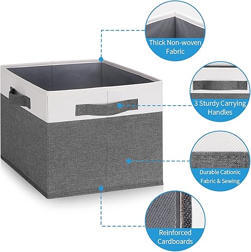 Miniatura 4 de GhvyenntteS Contenedores de almacenamiento Paquete de 6 canastas grandes de almacenamiento plegables para estantes, contenedores de almacenamiento
