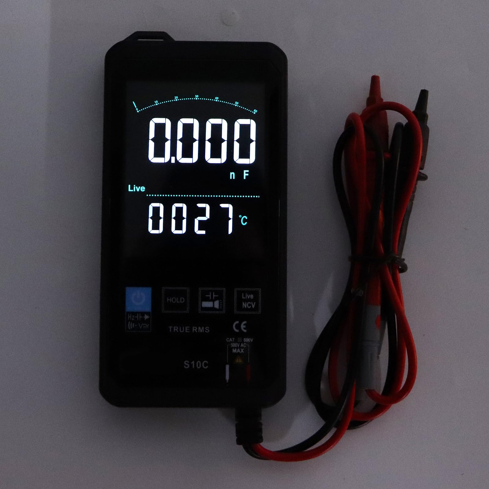 Multimetro Digitale S10C Misuratore True RMS Portatile Ad Alta Precisione per la Misurazione Dell'energia Elettrica Display LCD di Dimensioni Compatte