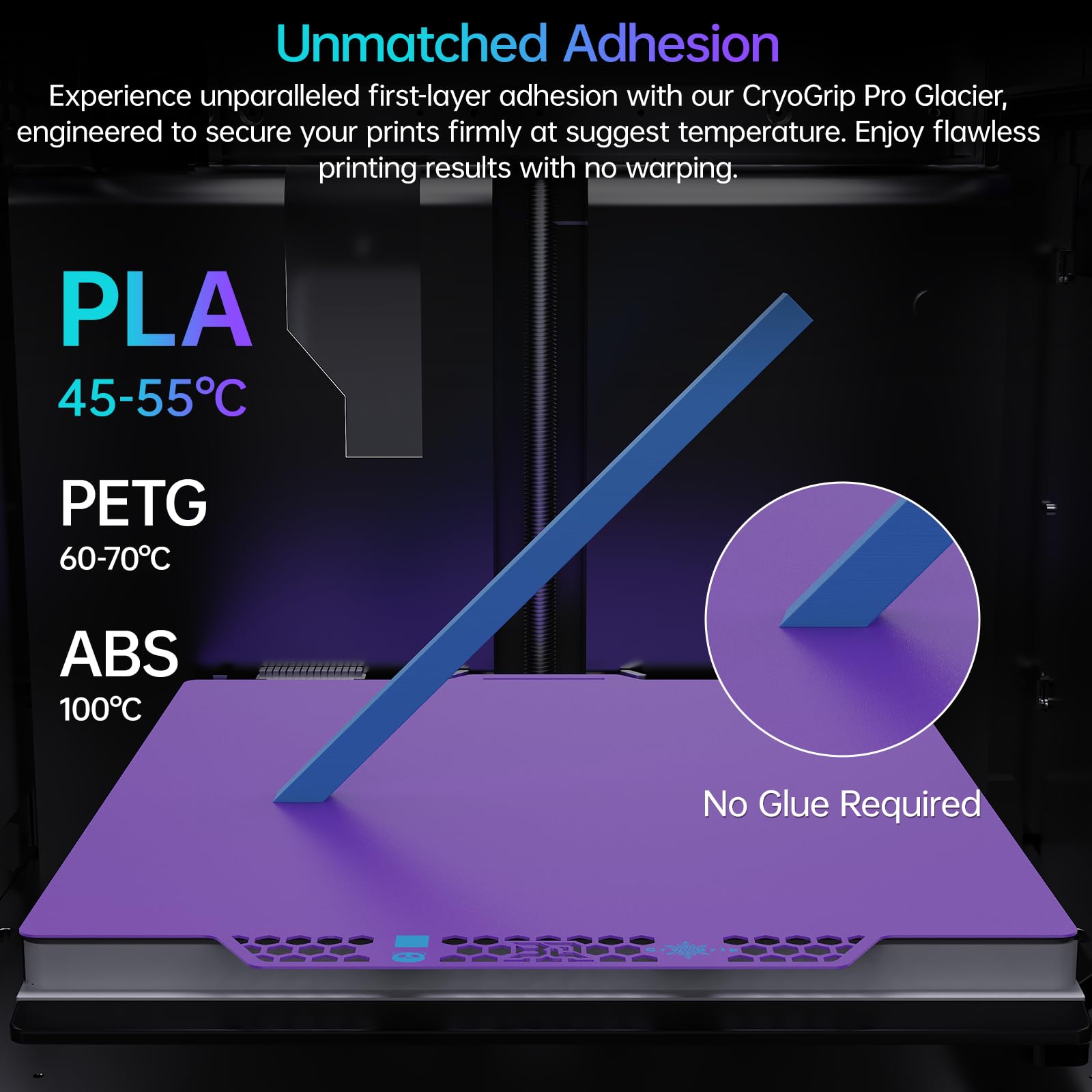 BIQU CryoGrip Pro Glacier-Purple Panda Build Plate for Bambu-Lab Printer | Do P2S/P1S/P1P/X2D/X1C/X1E/A1, 257 x 257 mm Double Sided Upgrade Plate Removable Surface Platform