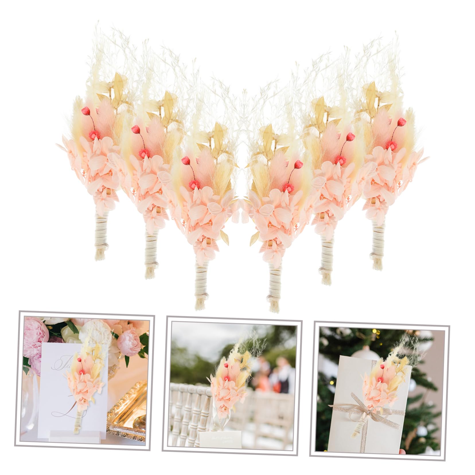 PRETYZOOM 3 Pièces 6 Fleur préservée Bouquets de Mariage Fleurs pour Vase Wedding Decorations Home Decor décoration Fleurs séchées Bricolage Fleurs éternelles Fleurs séchées Naturelles Rose