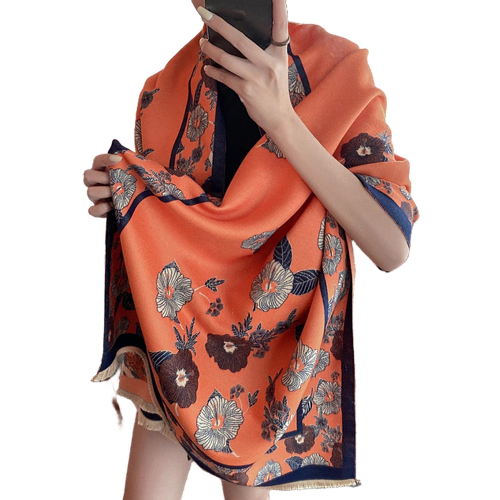 URYYRIT Foulard Écharpe Cachemire Chaude Dames Imprimer Un Châle De Couverture Hivernale Épaisse Et Envelopper Pashmina 180 * 65 Cm Femmes-Wyt59-5