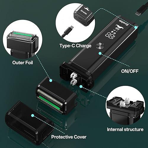 Miniatura 7 de Maquinilla de afeitar eléctrica para la cara de los hombres, 2 velocidades ajustables, afeitadoras de papel de aluminio para hombres para barbacara,