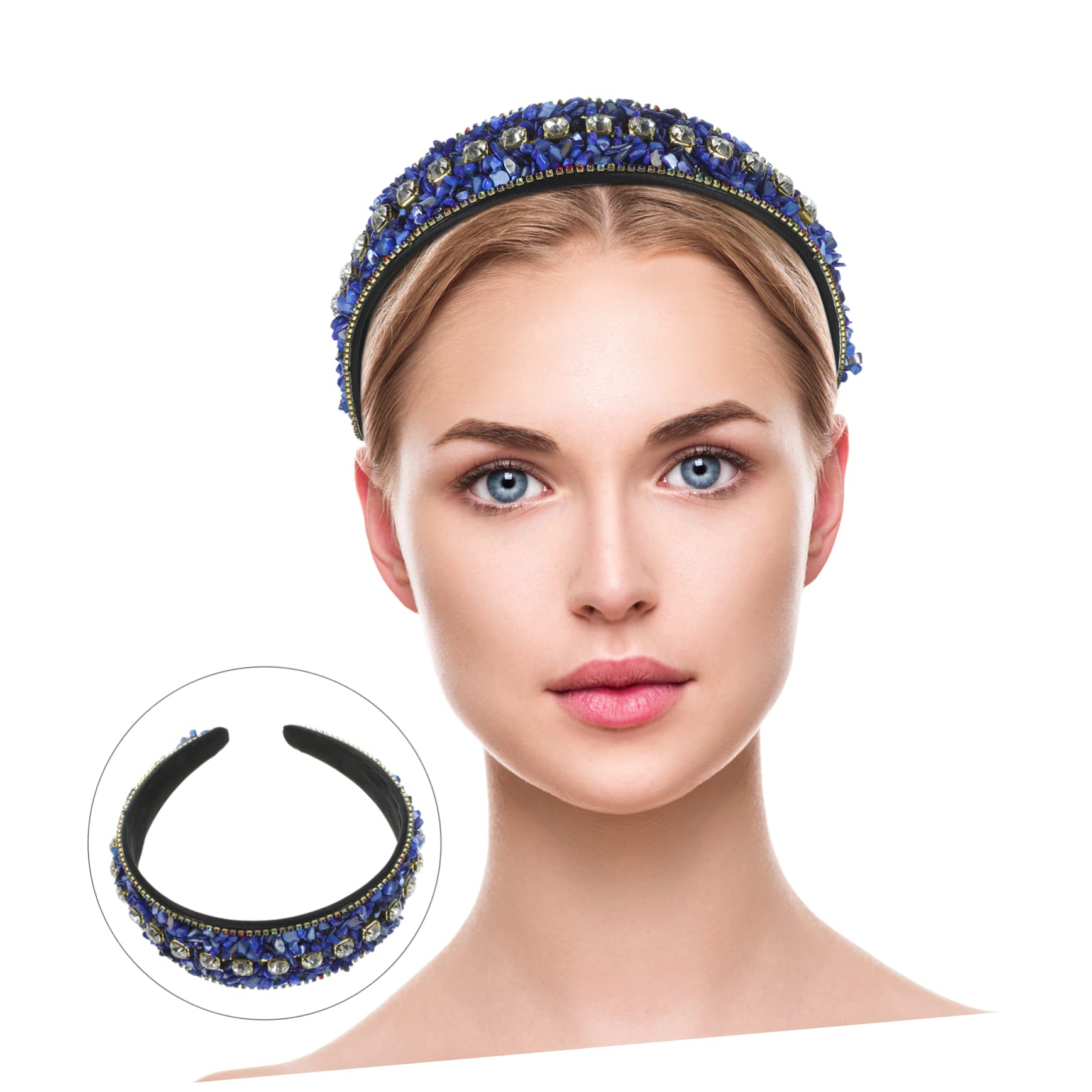Healeved 4piezas Diadema Ancha De Brillante Cristal Para Mujeres Accesorio De Cabello Decorativo Diadema De Moda Piedras Brillantes Para Fiestas y Eventos