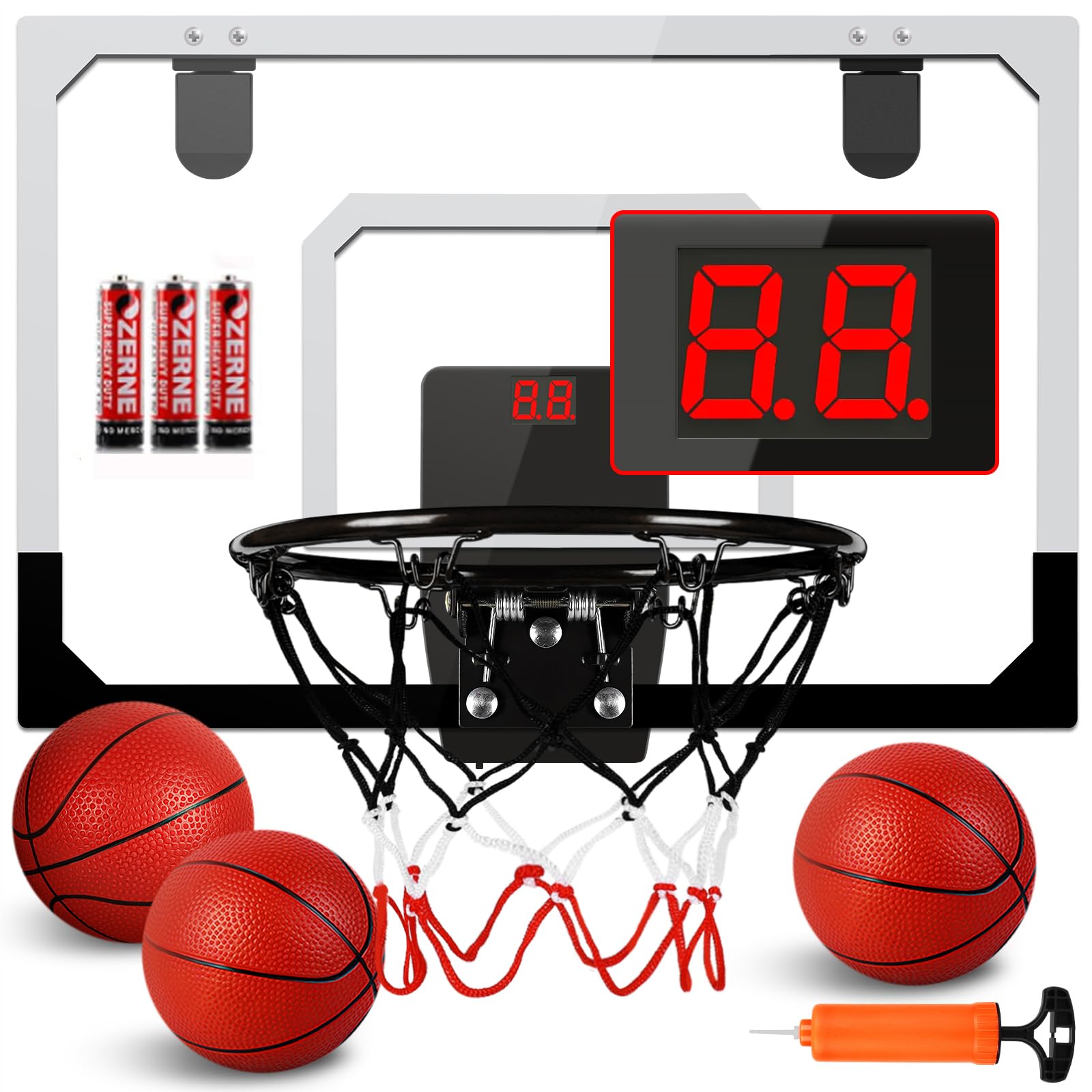 Mini Basketball Hoop Over The Door - Wall Mounted Basketball Hoop Set with Complete Accessories - Basketball Toys Gifts for 6 7 8 9 10 11 12 Year Old Boys