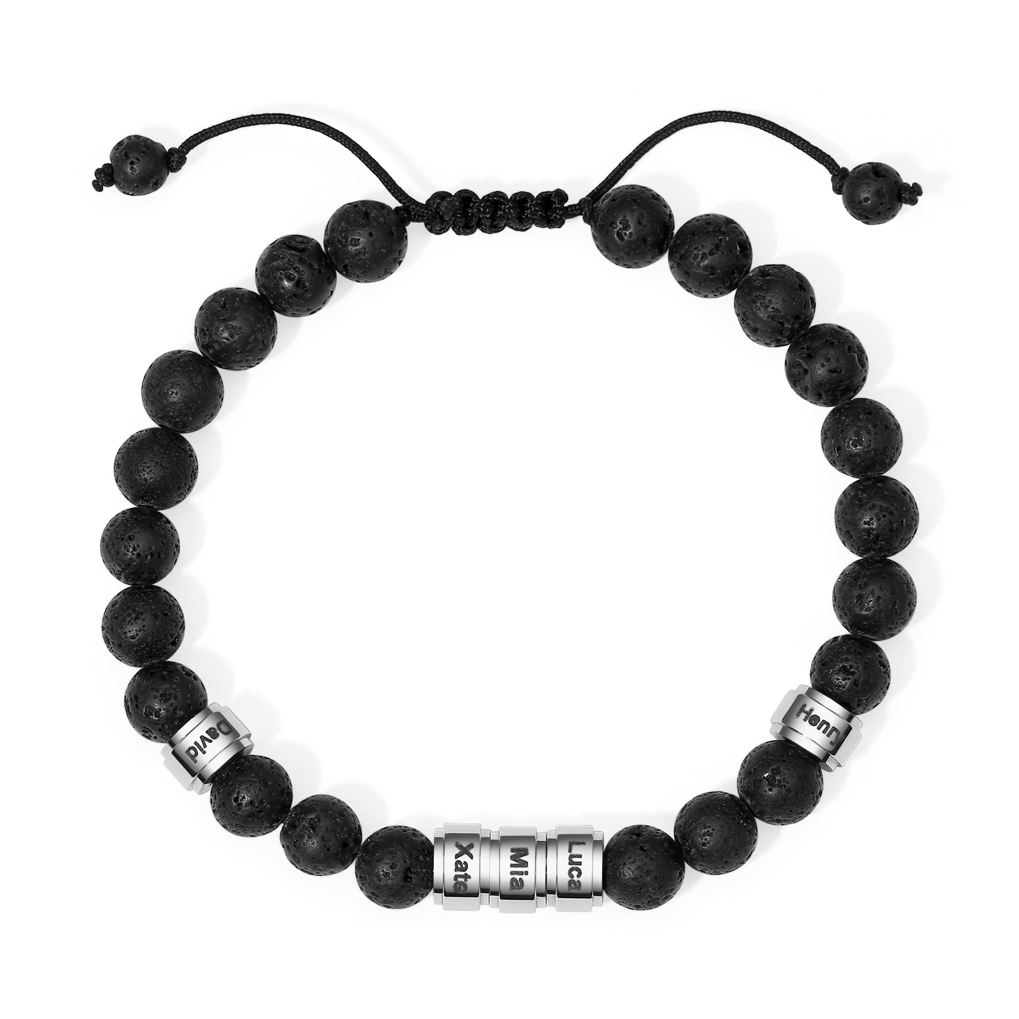 EVE'S ADDICTION Men's Engraved Lava Rock Name Bead Bracelet - Gifts for Dad