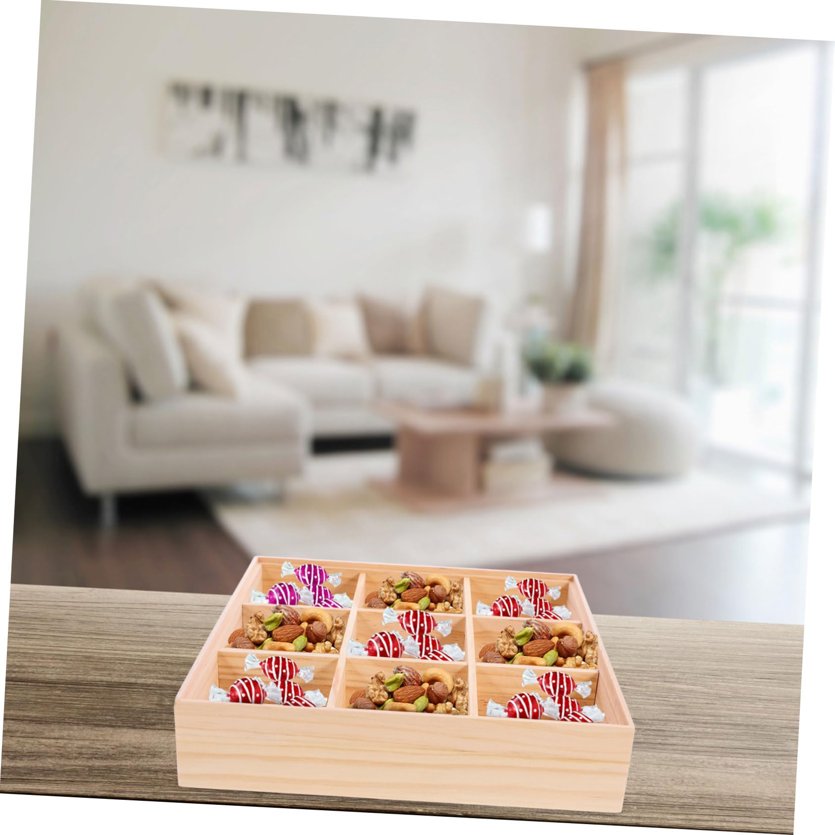 Amosfun Holz Teebeutelbox mit Fächern für Snack, Keks und Dessert