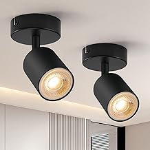 wowatt 2 x 1 Black Ceiling Light, Adjustable Ceiling Spotlights, Modern Swivel Wall Light, Ceiling Light for Kitchen, Living Room, Bedroom (No Bulb)