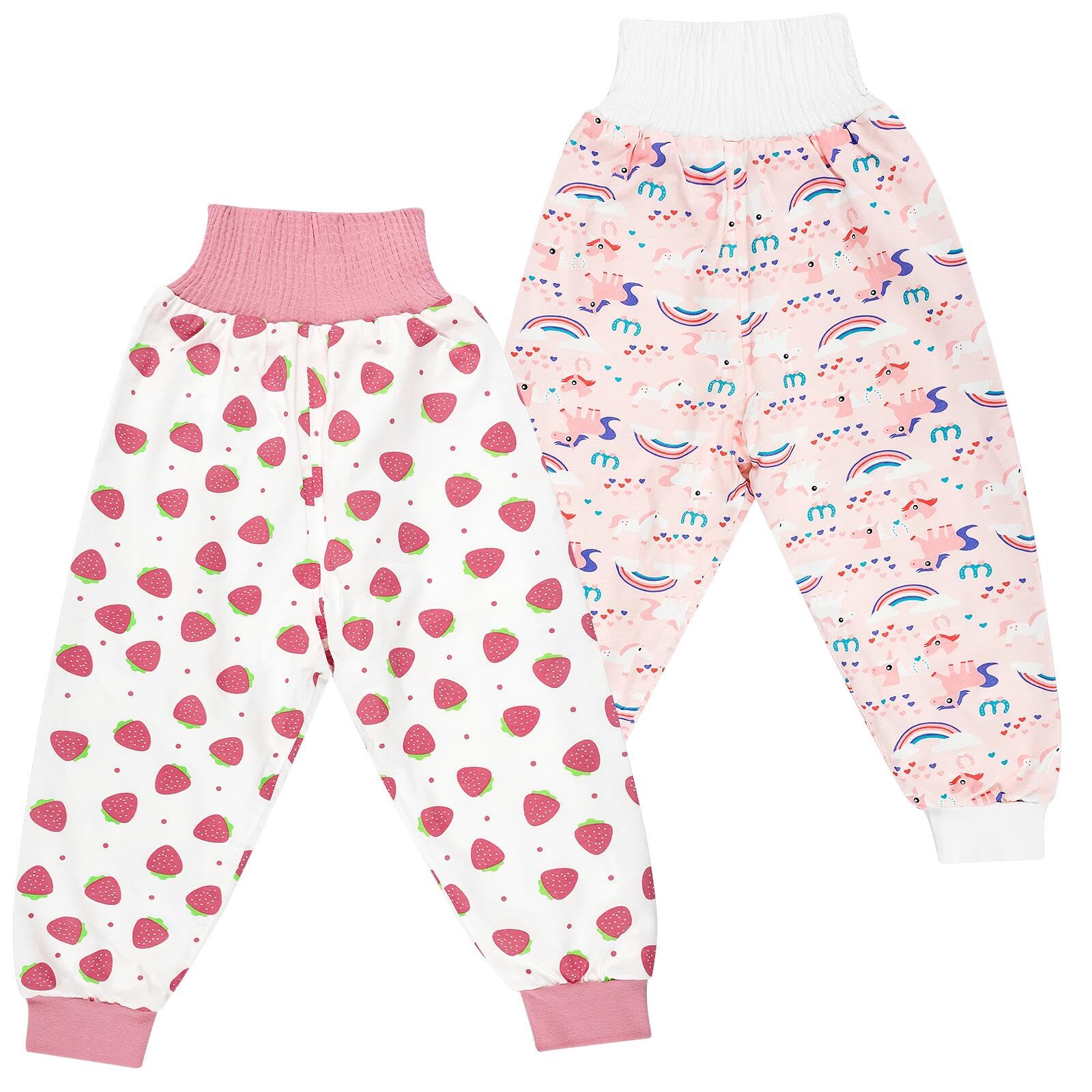 FLYISH DIRECT Calzones de Entrenamiento Niño Reutilizables, Pantalones de Entrenamiento Niño, Braguitas de Entrenamiento Algodón, 2 Piezas, Fresa, 2-3 Años, S