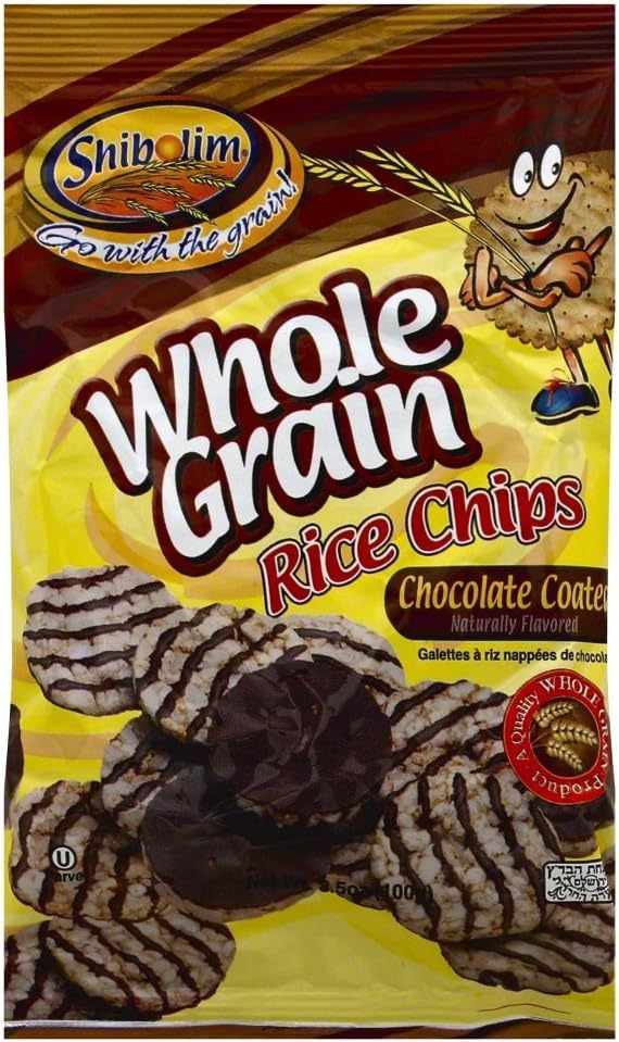 Shibolim, Whole Grain Rice Chips Chocolate Coated 3.5 Ounces (Pack of 12)