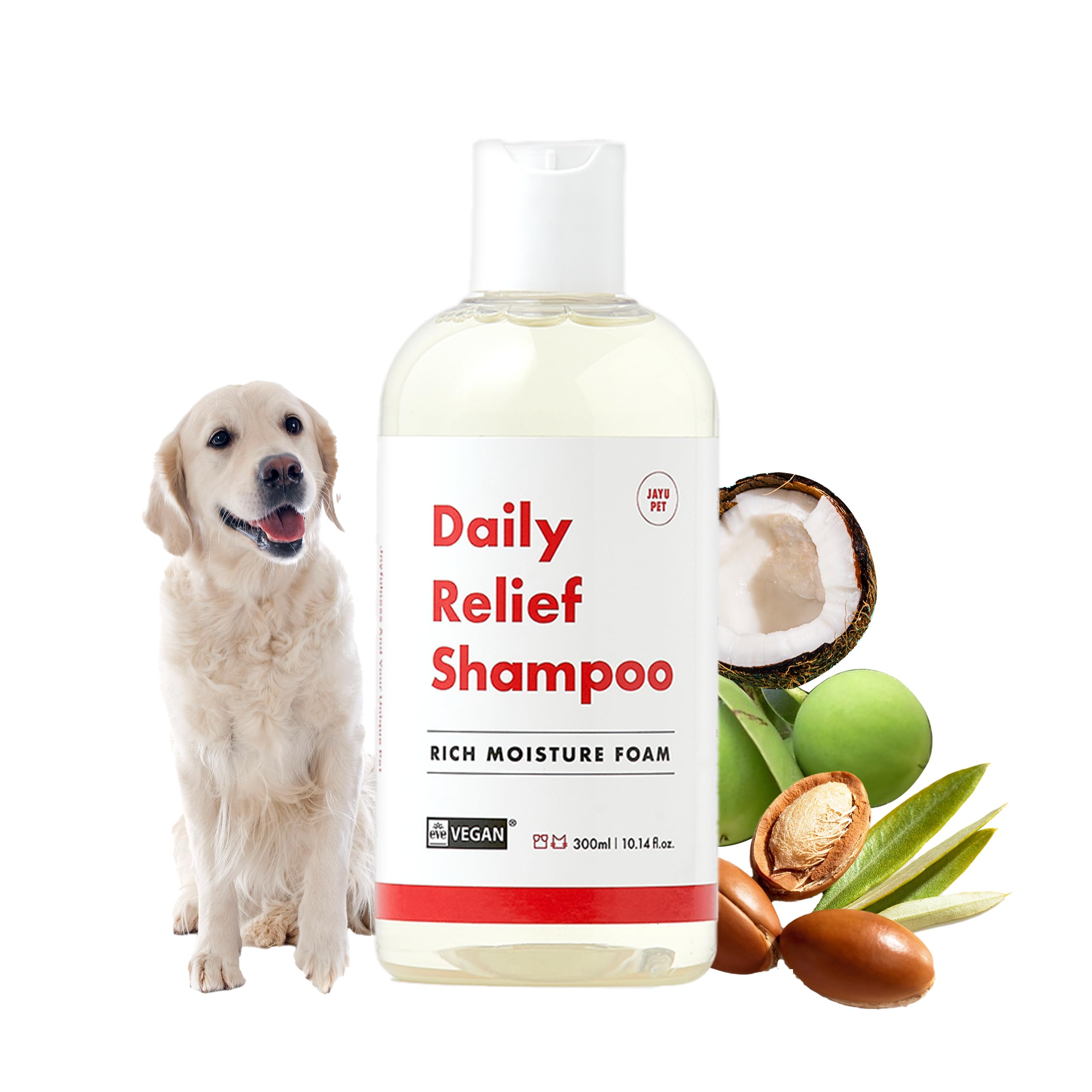 JAYU PET Daily Relief Shampoo, Vet Approved for Itchy Sensitive Skin Natural Ingredients for Allergies. Moisturizing