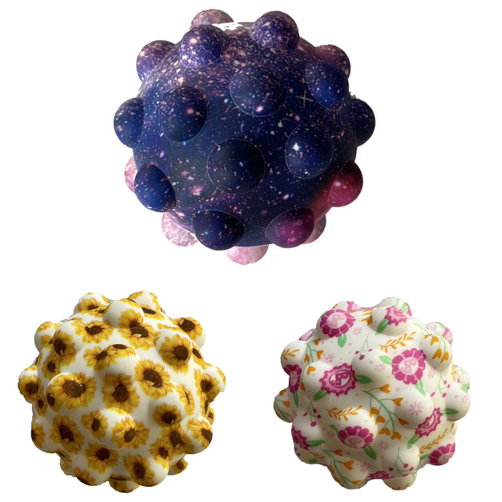 NC 3D Round Pop It Stress Ball Fidget Toys - Pack of 3