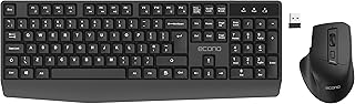 Econo OfficePro Wireless Keyboard and Mouse Set 2.4G Wireless Keyboard USB Cordless Mouse Combo 12 Multimedia Keys for Windows Computer PC Laptop Desktop wireless keyboard and mouse combo UK Layout