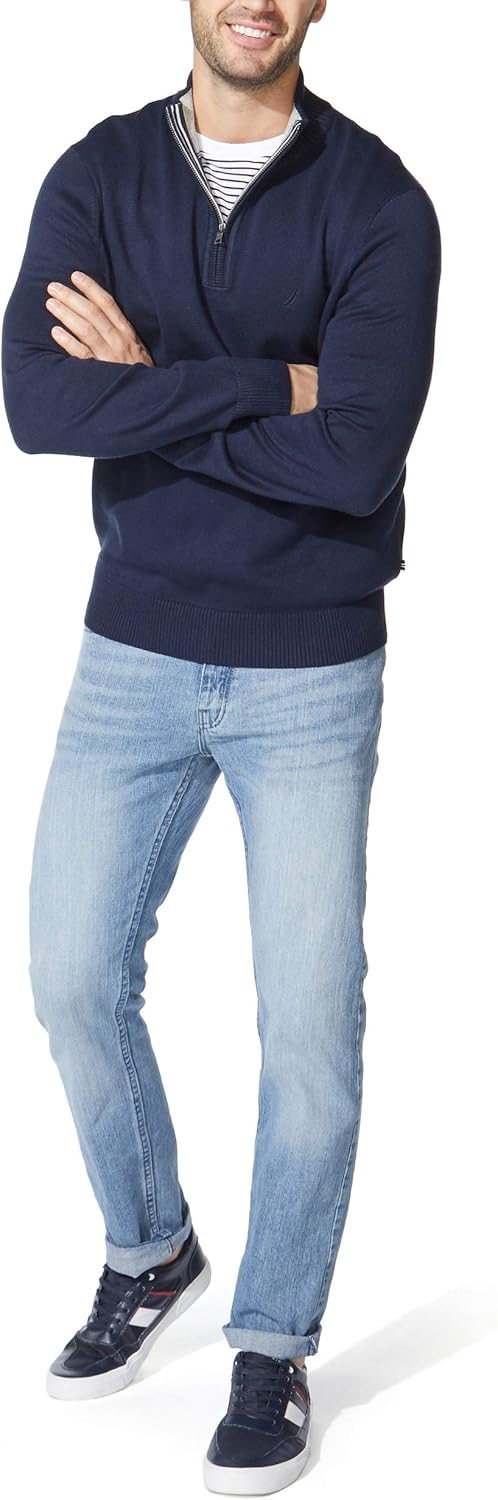 Nautica Men's Quarter-Zip Sweater Small Navy