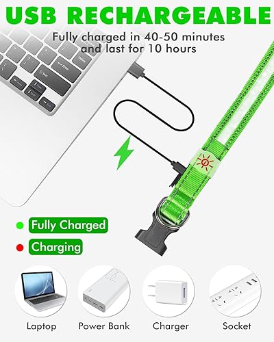 Miniatura 5 de Petbank Collar de perro con luz LED, 7 colores RGB y 5 modos de luz, ajustable recargable por USB, collares de perro que brillan en la oscuridad,