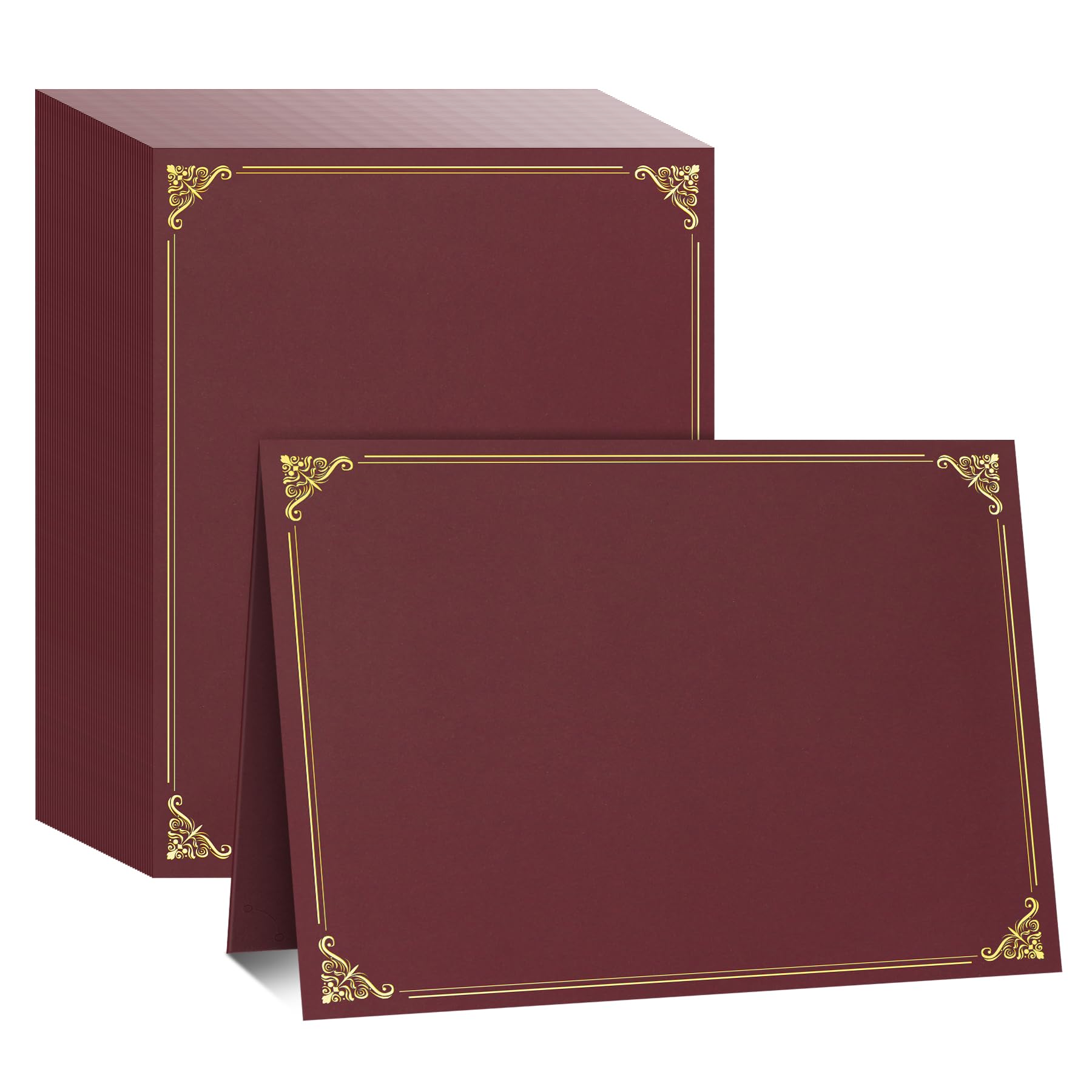 Ndsox 50 Packs Burgundy Certificate Holders, Graduation Diploma Holders, 350GSM, Diploma Covers with Gold Foil Border for Letter Size 8.5" x 11" Award Certificate Paper, Cardstocks and Documents