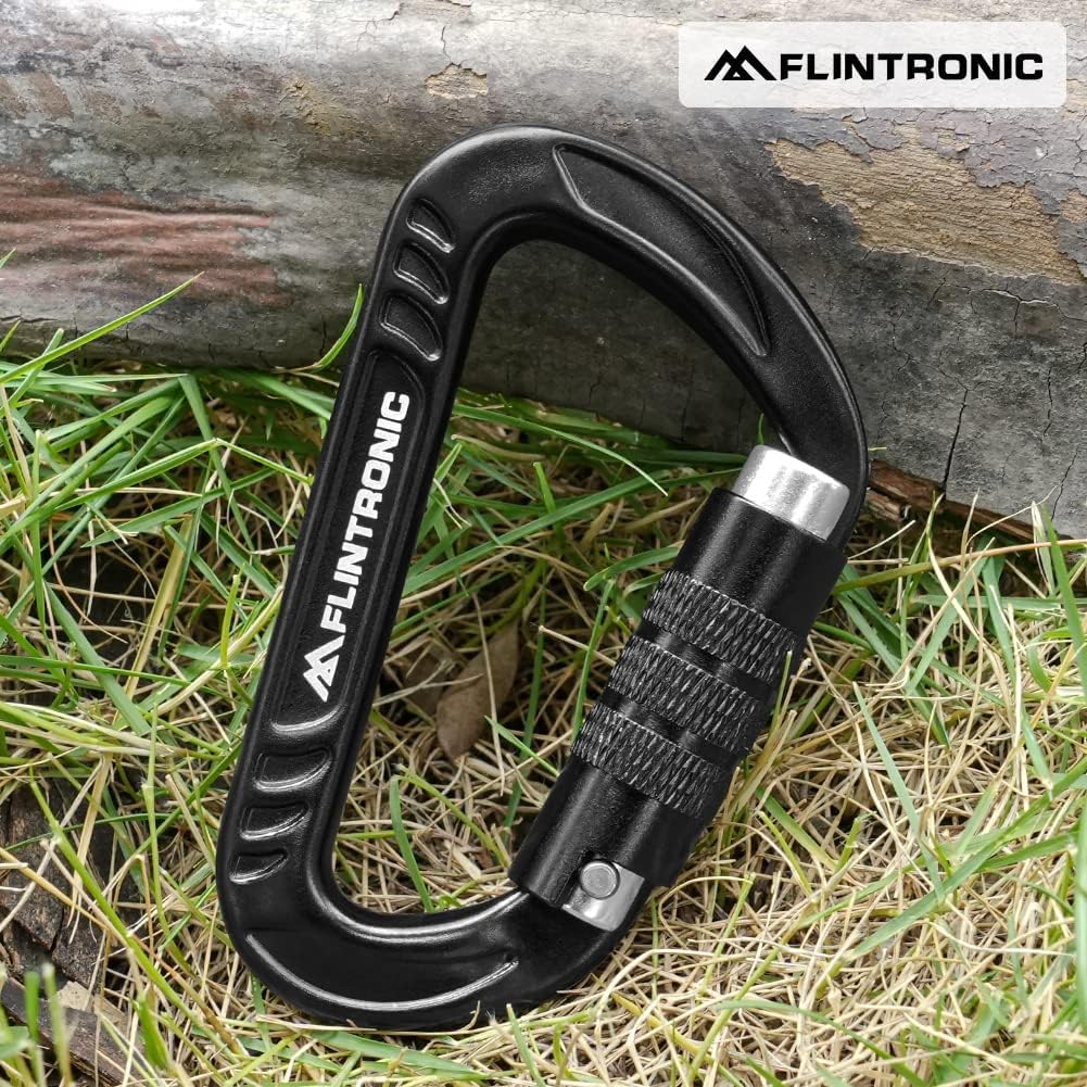 Flintronic Mosquetones de Bloqueo de Aluminio Resistente 30KN para Montañismo Deportivo al Aire Libre