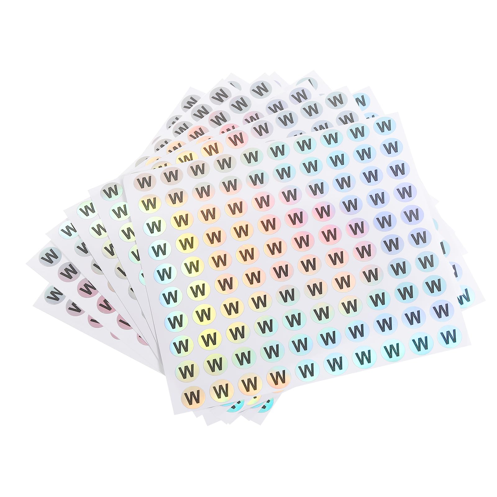MECCANIXITY Laser Capital Letter Stickers, 3/8" Alphabet W Round Self-Adhesive Reflective Letter Stickers for Inventory, Storage, Organizing,15 Sheets