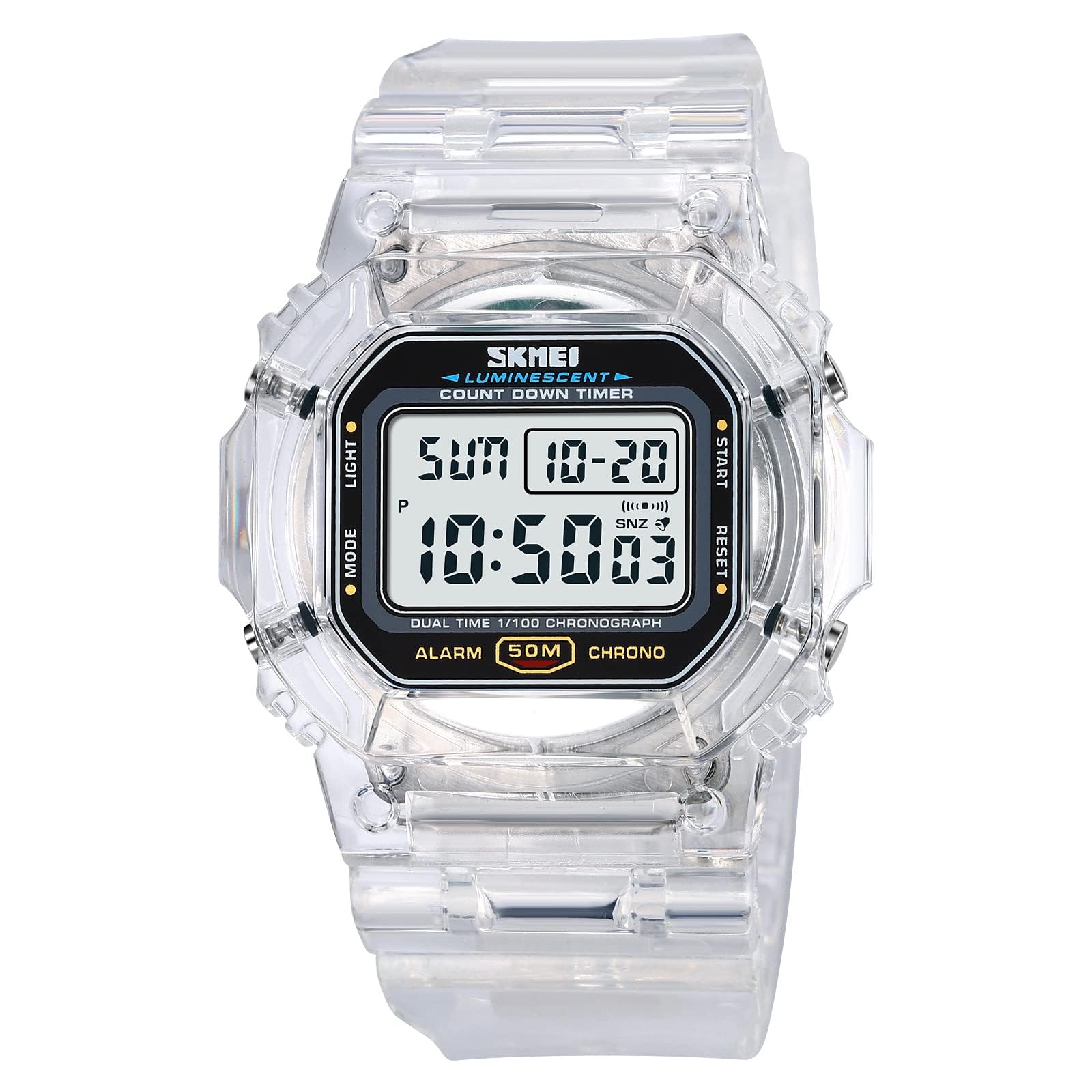 GosasaGosasa Outdoor Sport Unisex Watches LED Light Digital Watches Transparent Multifunctional Wristwatch for Men and Women Casual Style Stopwatch Date 5Bar Waterproof