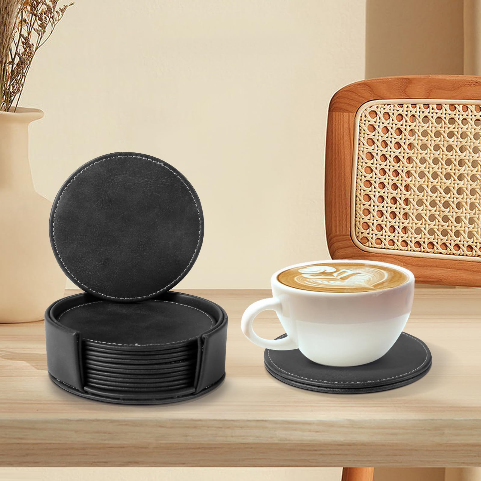 Posavasos De Madera 8 Posavasos Para Bebidas Con Soporte Posavasos De Algodón | Cuotas Sin Interés Posavasos Originales