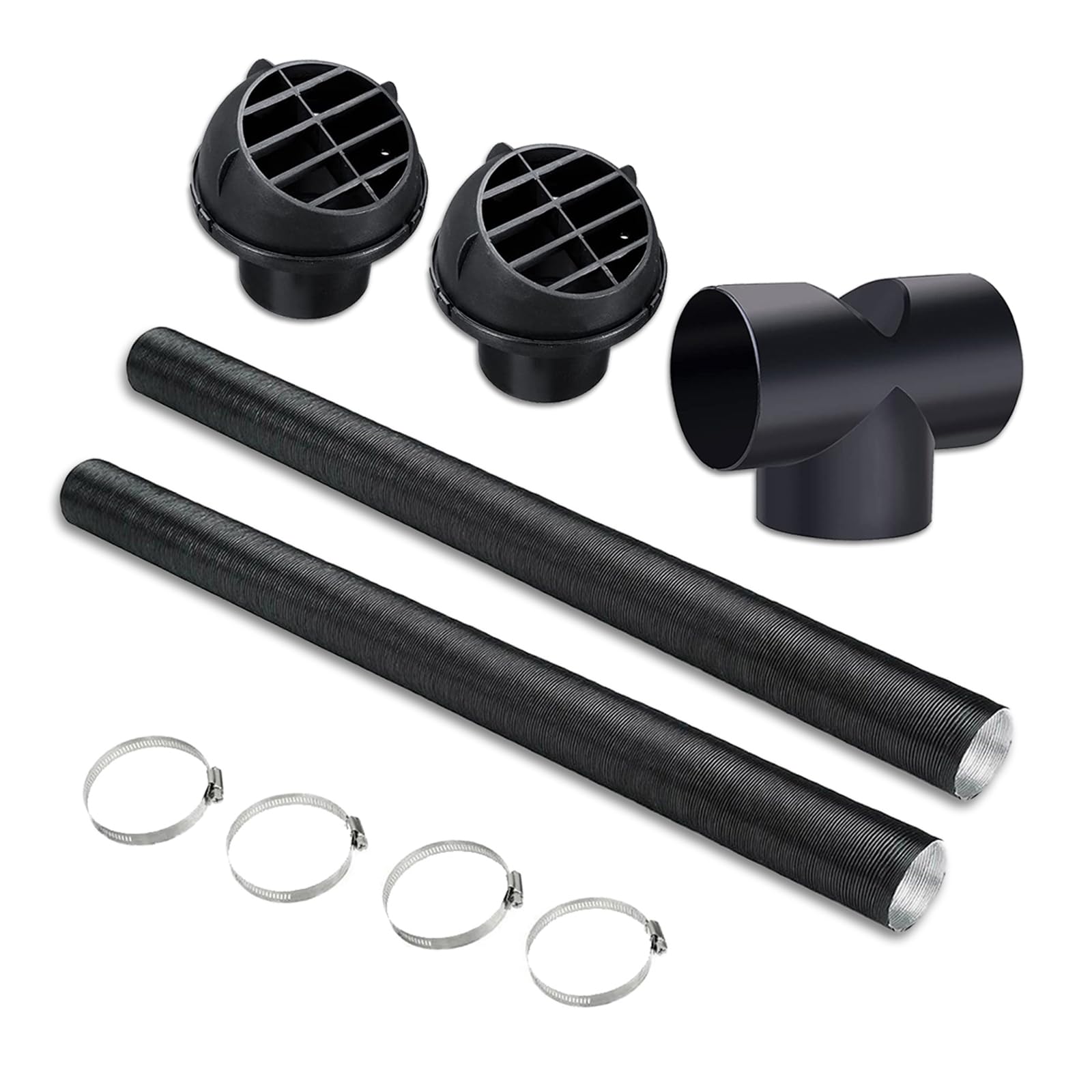 Accessori per riscaldatore ausiliario, tubo da 75 mm condotto del riscaldatore per auto, tubo a T, uscita aria calda, set di fascette per tubi di scarico per riscaldatore diesel